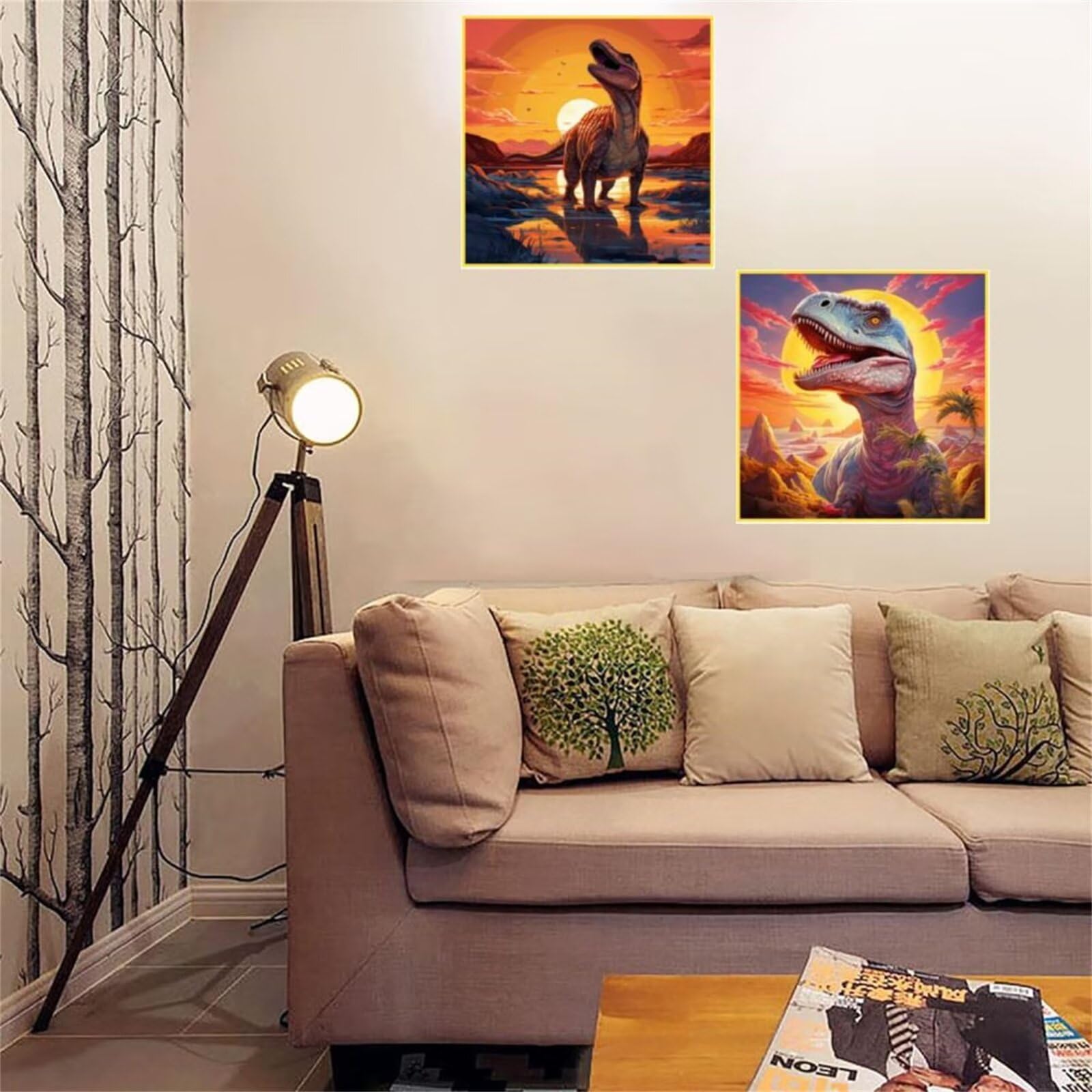 SHEGZHUC Diamond Painting Dinosauri Colorati - Kit 30x40cm Con Tela, Perline, Strumenti - Mosaico Fai Da Te, Drago E Dinosauro
