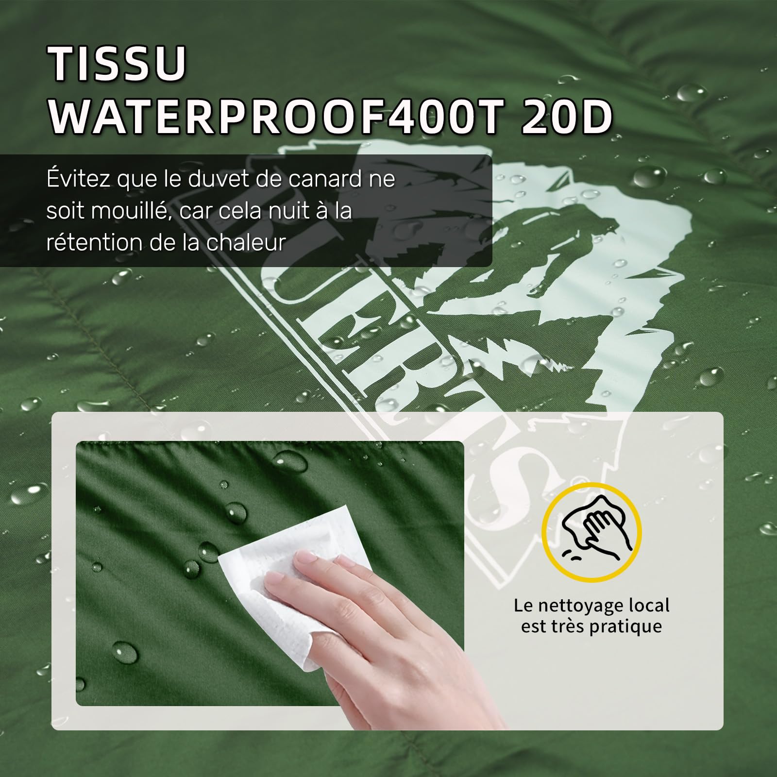 Sac de Couchage Duvet Adulte Ultraléger 3 Saisons, 500g de Remplissage, Taille Large 220x85cm, Super Compact, pour Randonnée, Camping, Alpinisme