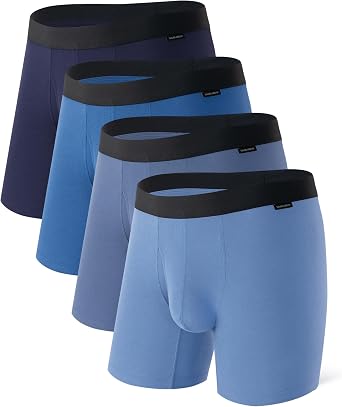 DAVID ARCHY Mens Modal Boxer Briefs Knit Texture Ultra Soft 3D Pouch 4 Pack