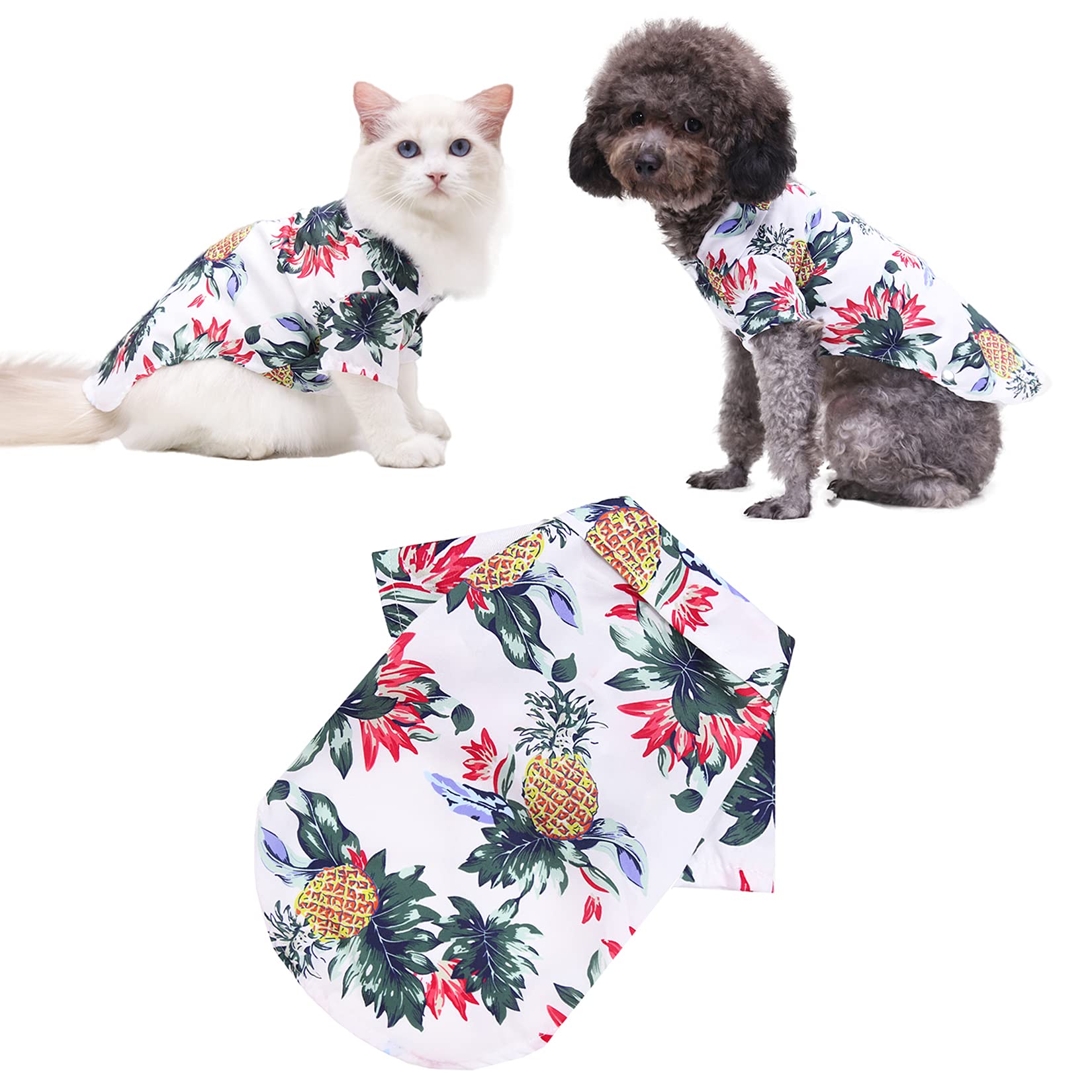 犬服 小型犬 猫ビーチ パイナップル シャツ ハワイ ペット ファッション Amazon | 犬服 小型犬 猫（に適し1?15kgペット）ビーチ