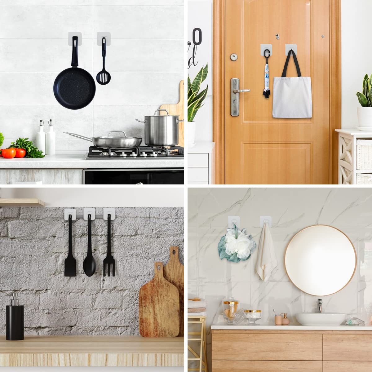36 Piezas Ganchos Adhesivos Extra Fuertes, Ganchos Grandes Transparentes, Gancho Multiusos Reutilizables, Ganchos Impermeables para Cocina Baño Pared