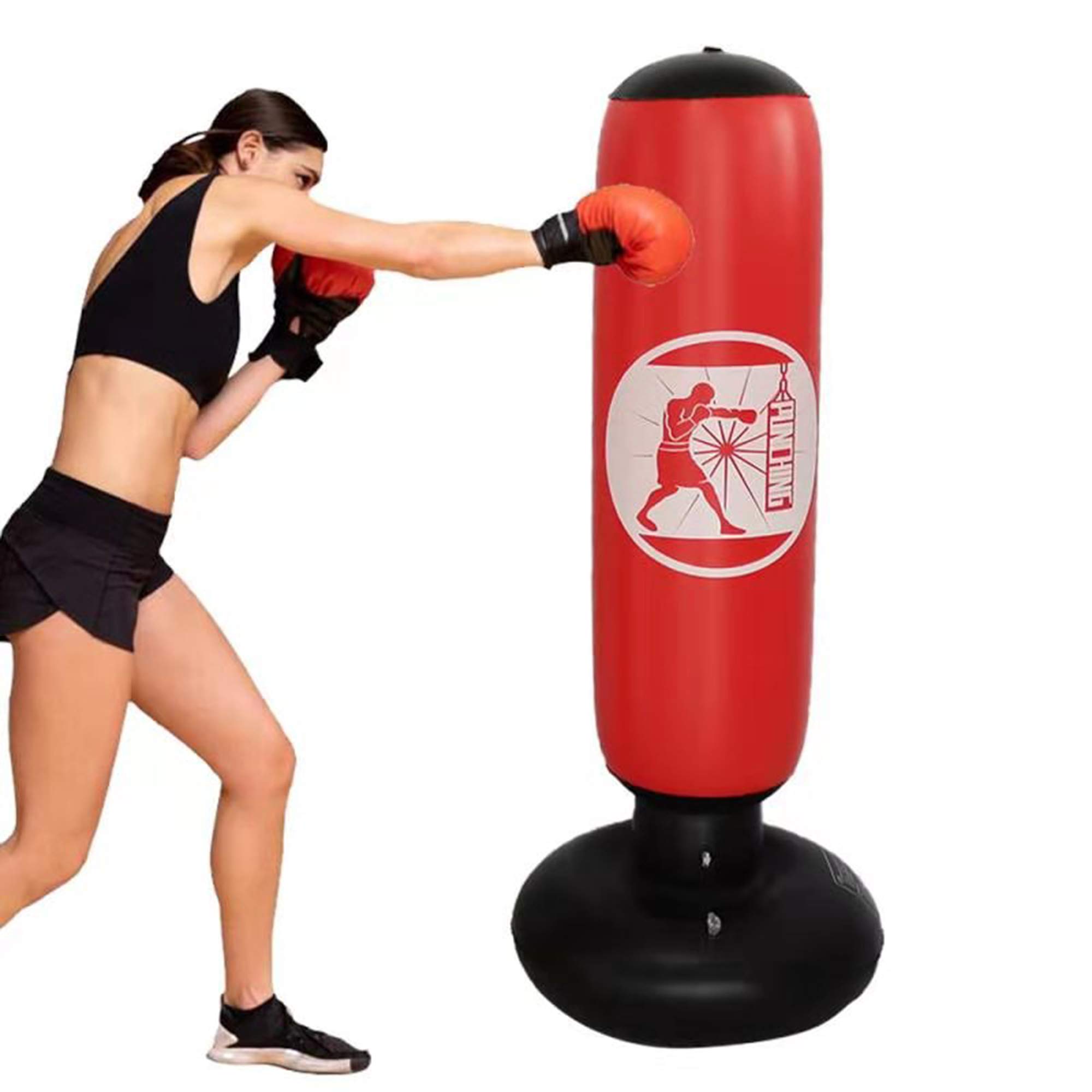 MitasQ Inflatable Punching Bag for Adults and Kids Boxing Bag Standing Lightweight Durable Stress Relief Freestanding Indoor Outdoor Bounce-Back 63 inch Height Compatible with Practicing Karate.