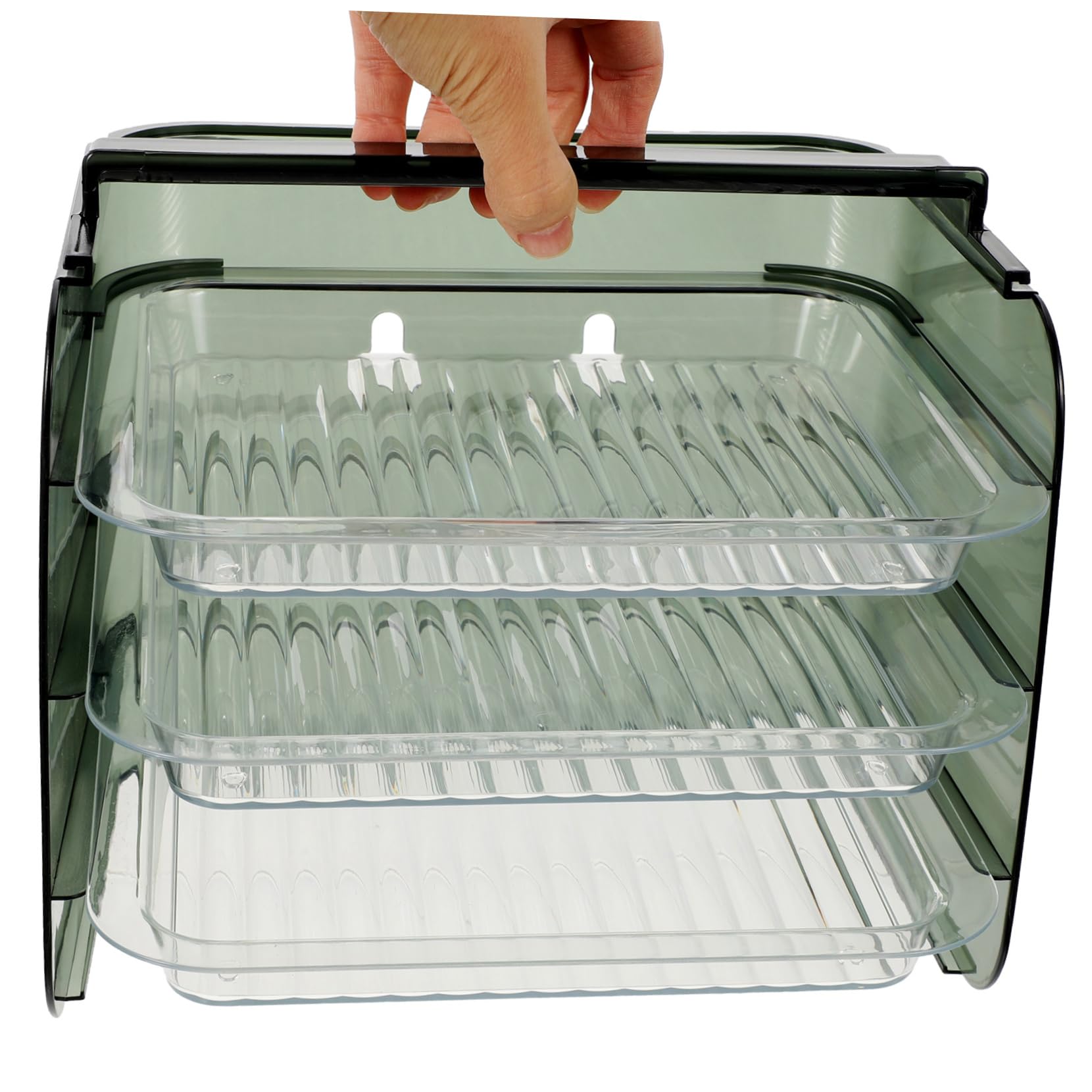 Estante de Almacenamiento de Alimentos de Cocina Transparente Verde, Triple Capa, Resistente al Calor, Rejilla para Preparar Ollas Calientes, Adecuado para Cocina y Organización