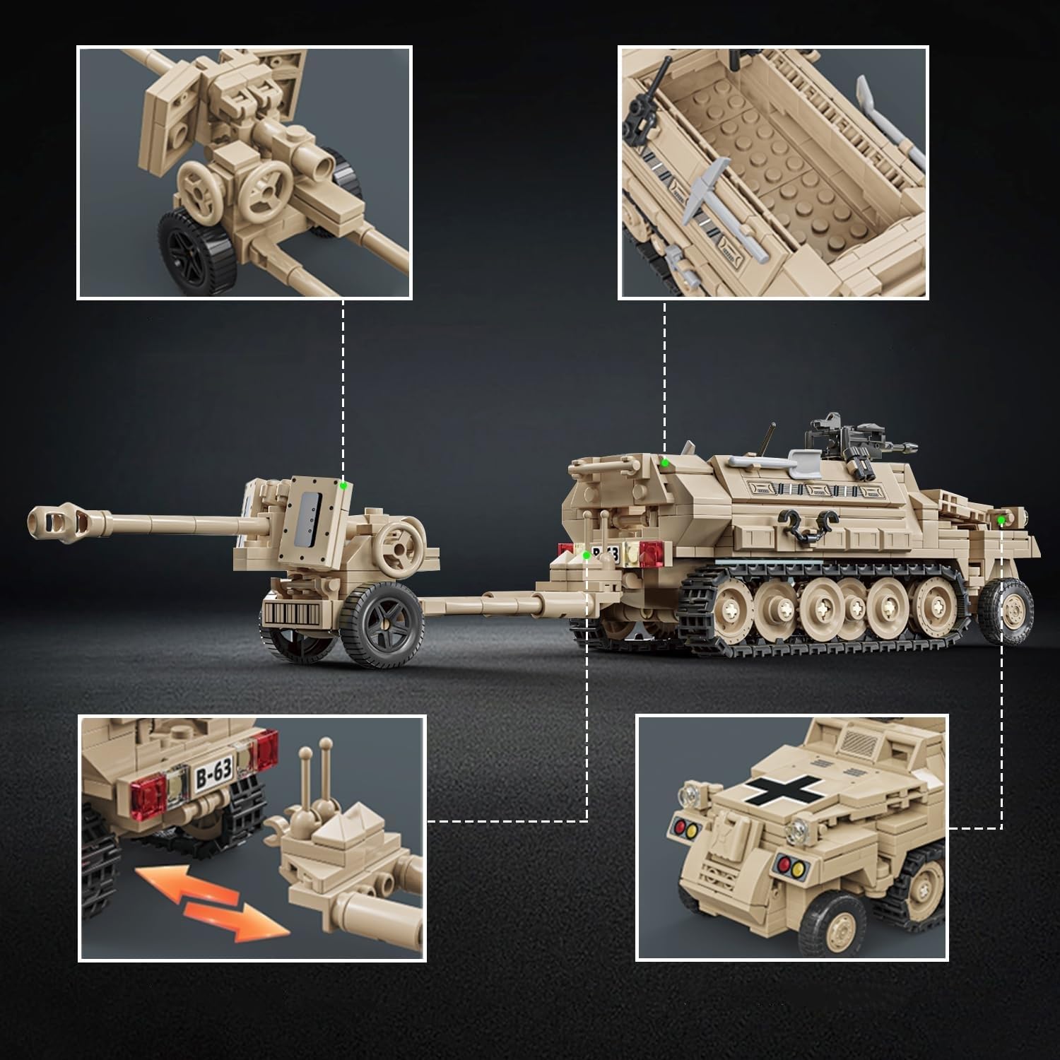 DrmBeyd WW2 Military Building Set, Blitz Truck & Armored Halftrack Building Blocks Toy, Army Tank Bricks Set Home Decor Collectible, Gifts for Military Enthusiasts, 994 PCS - Image 3