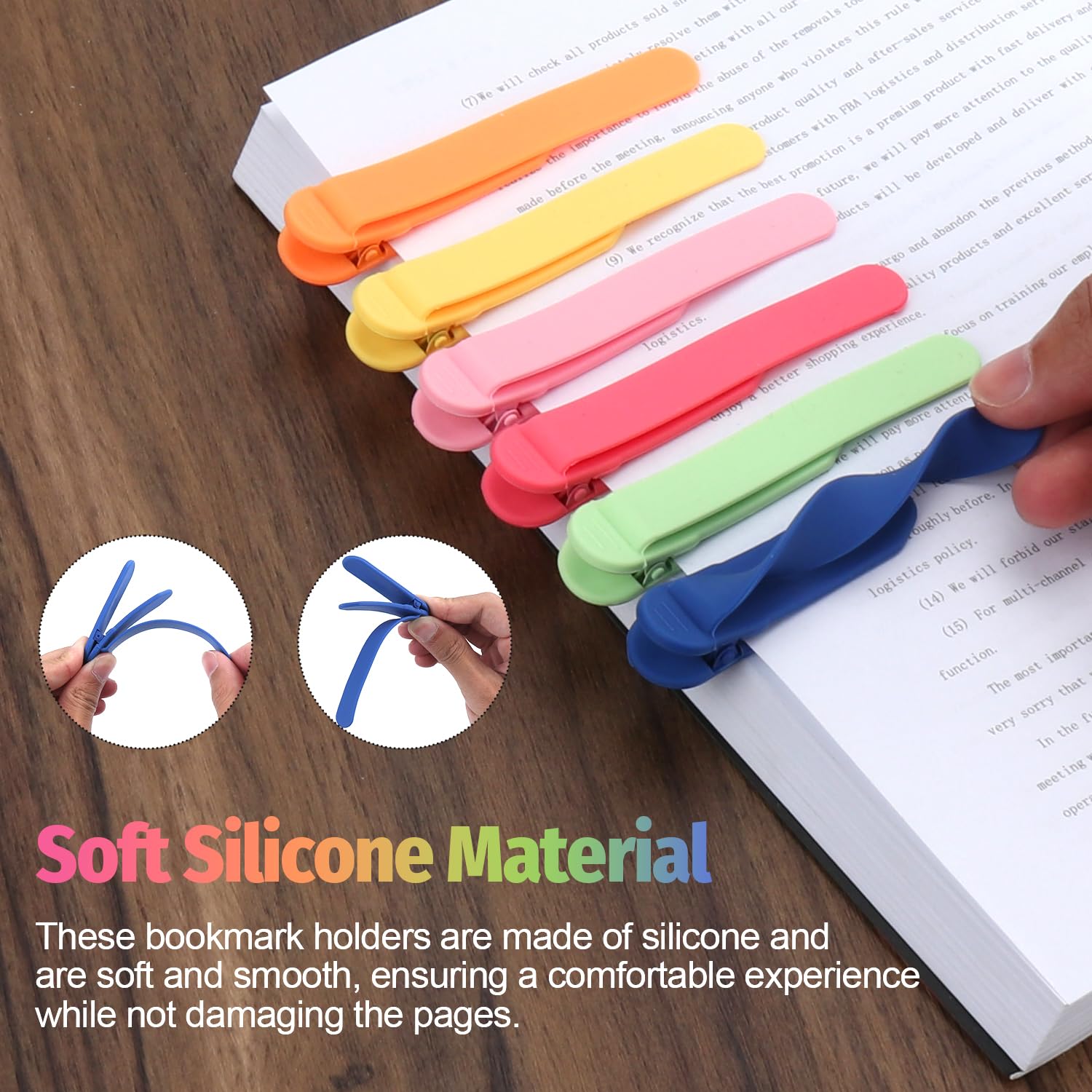 Marque-Pages Automatiques En Silicone - Lot De 6 Colorés - Idée Cadeau Lecture
