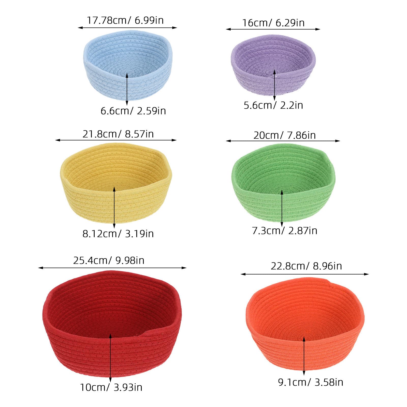 BESTOYARD 6 Stück Geflochtener Tragbar Aufbewahrungskorb Gewaschenem Denim Boho aus Baumwollseil Leicht Runder Dekorativer Stil und für und Schlafzimmer