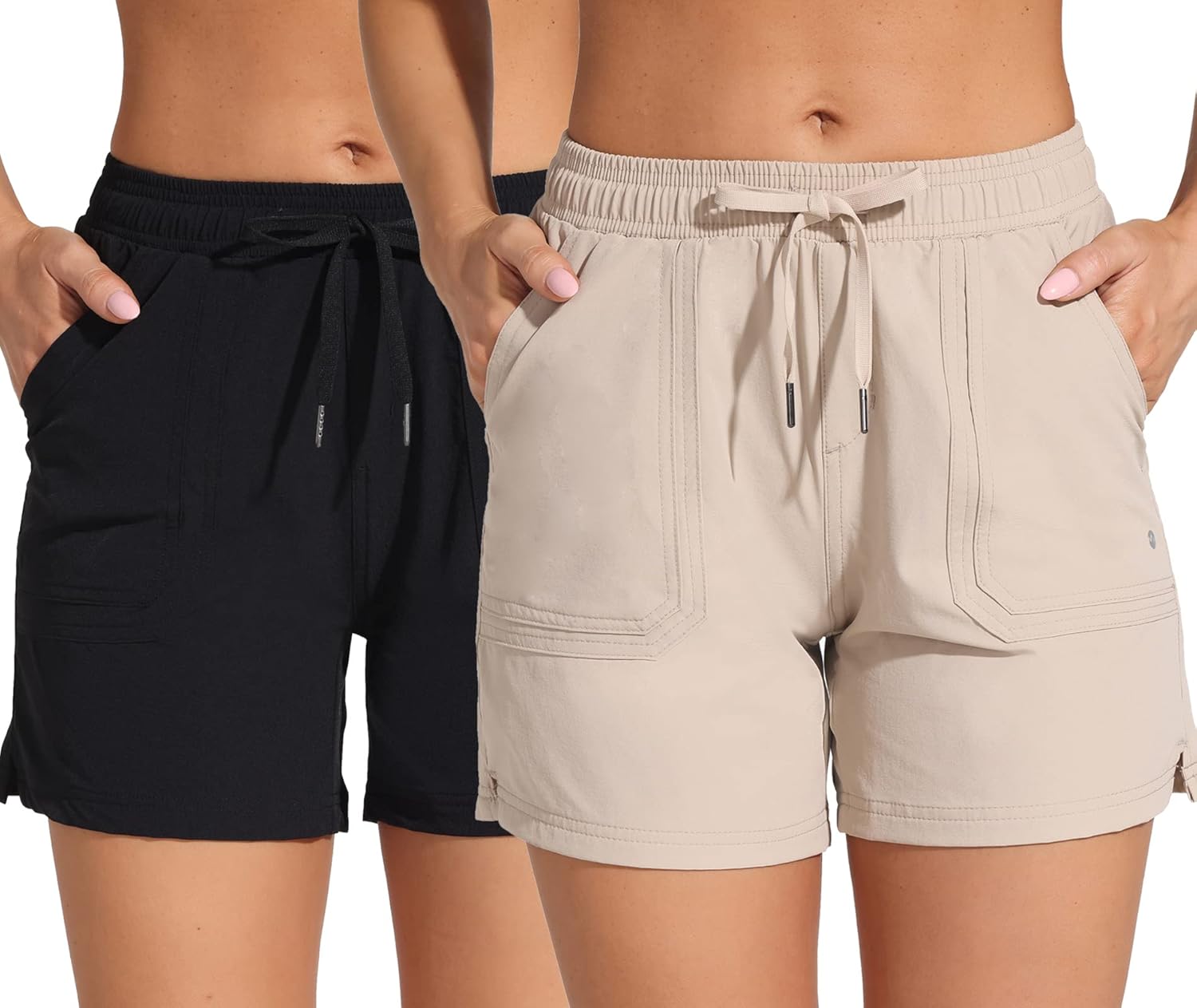 DOTIN Women's 2 Pack Hiking Cargo Shorts Quick Dry Stretch Lightweight Camping Shorts for Women with Pockets