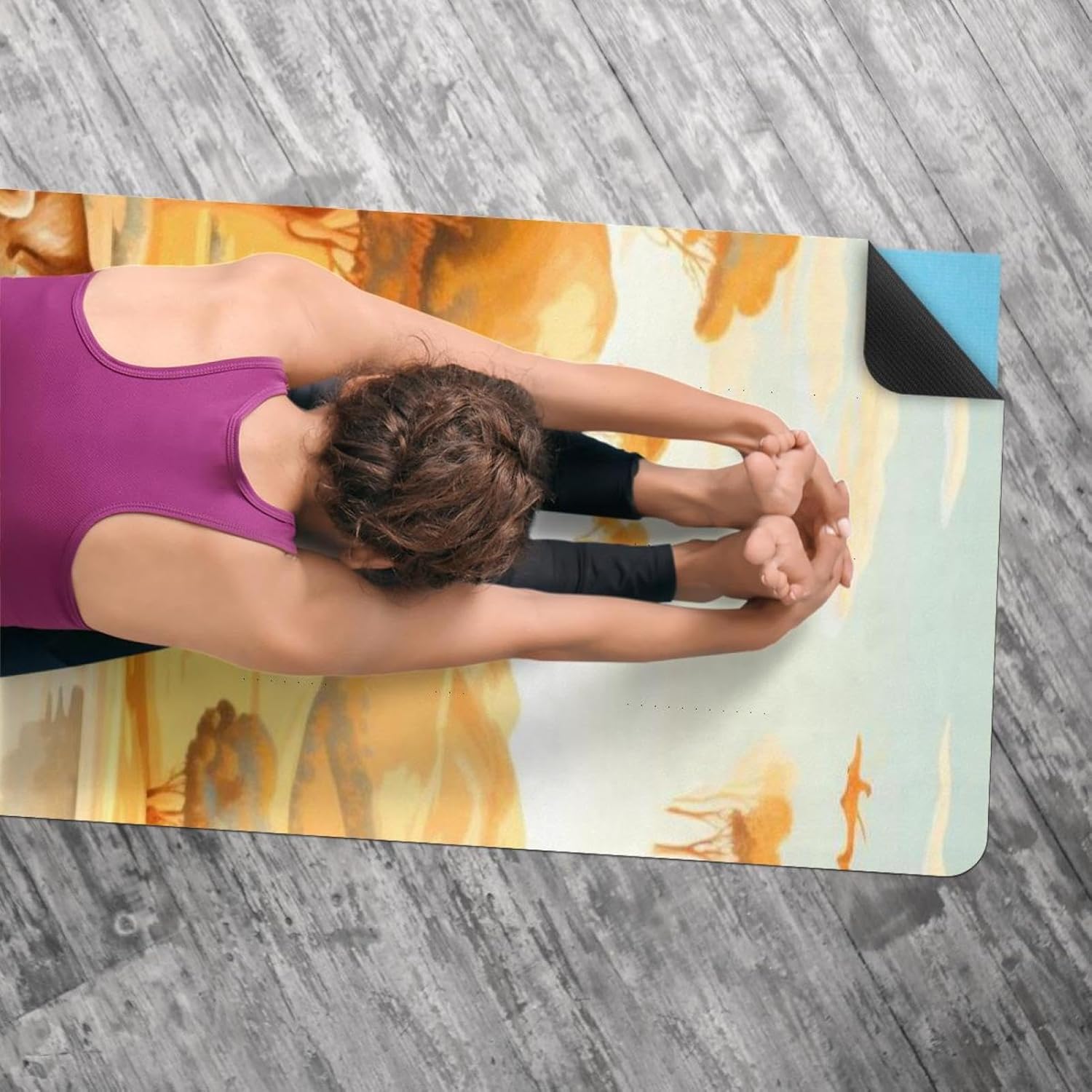 Yoga Towel, Kangaroo Pattern Non Slip Sweat Absorbent Hot Yoga Mat Towel for Hot Yoga, Pilates and Fitness - 72.8" x 26.8"
