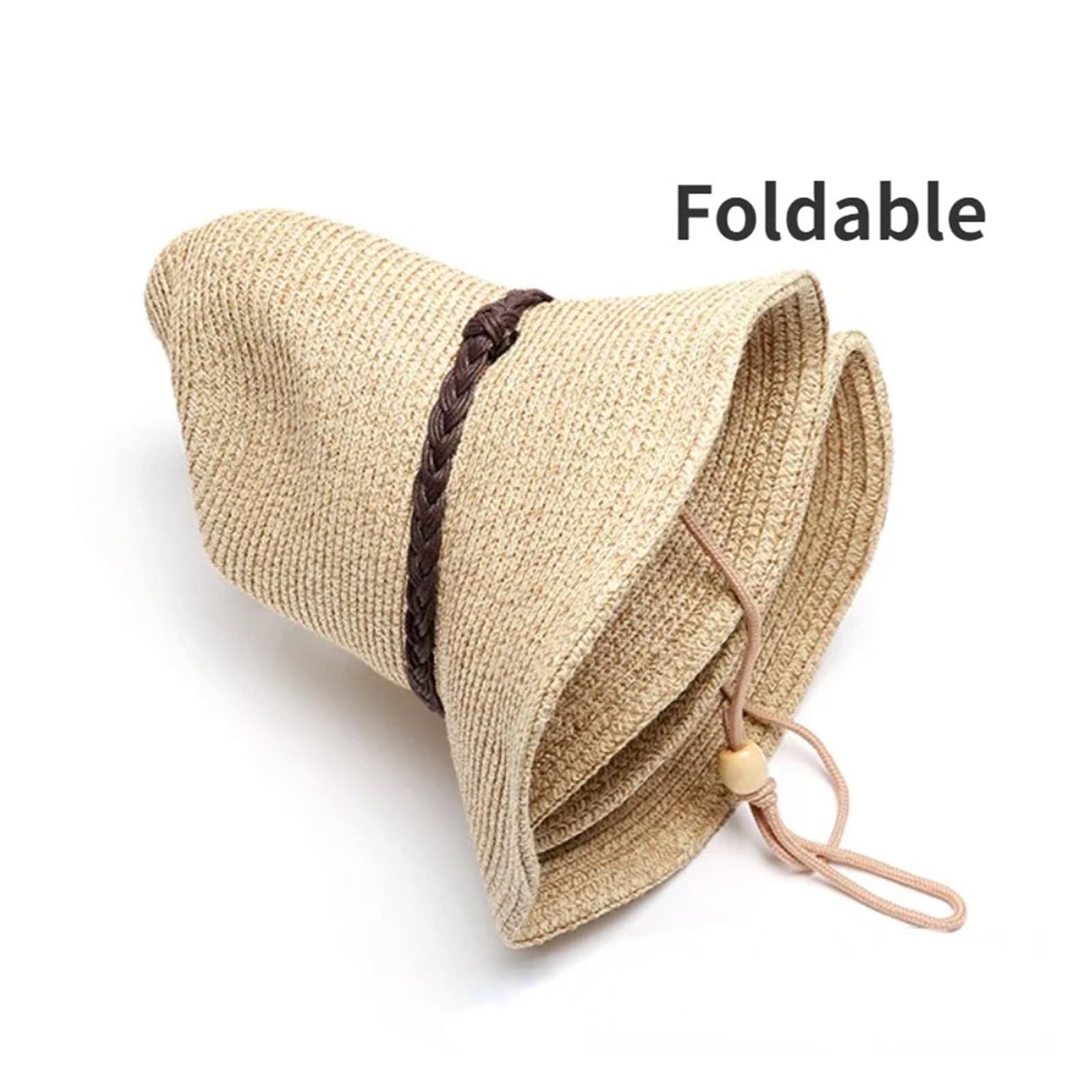 Cappello Pescatore Donna Cappello di Paglia for Donna Uomo Scava Fuori Cappello Estivo da Spiaggia Sole Pieghevole Antivento in Corda Protezione Solare