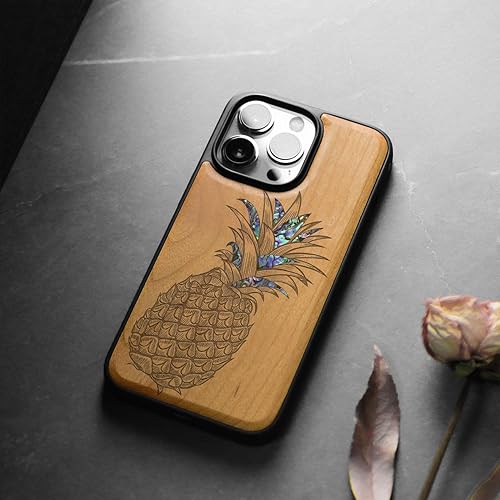 Miniatura 4 de Carveit Funda protectora de madera de diseñador para iPhone 13 Pro (grabado de madera e incrustaciones de carcasa) compatible con 13 Pro MagSafe