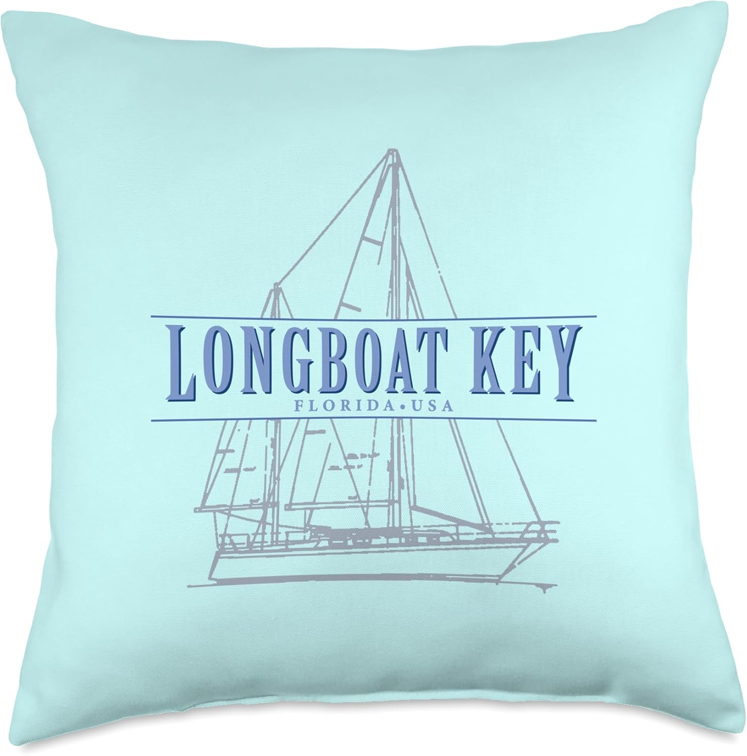 Longboat Key FL beach gear Longboat Key Florida Sailboat Design Throw Pillow, 18x18, Multicolor