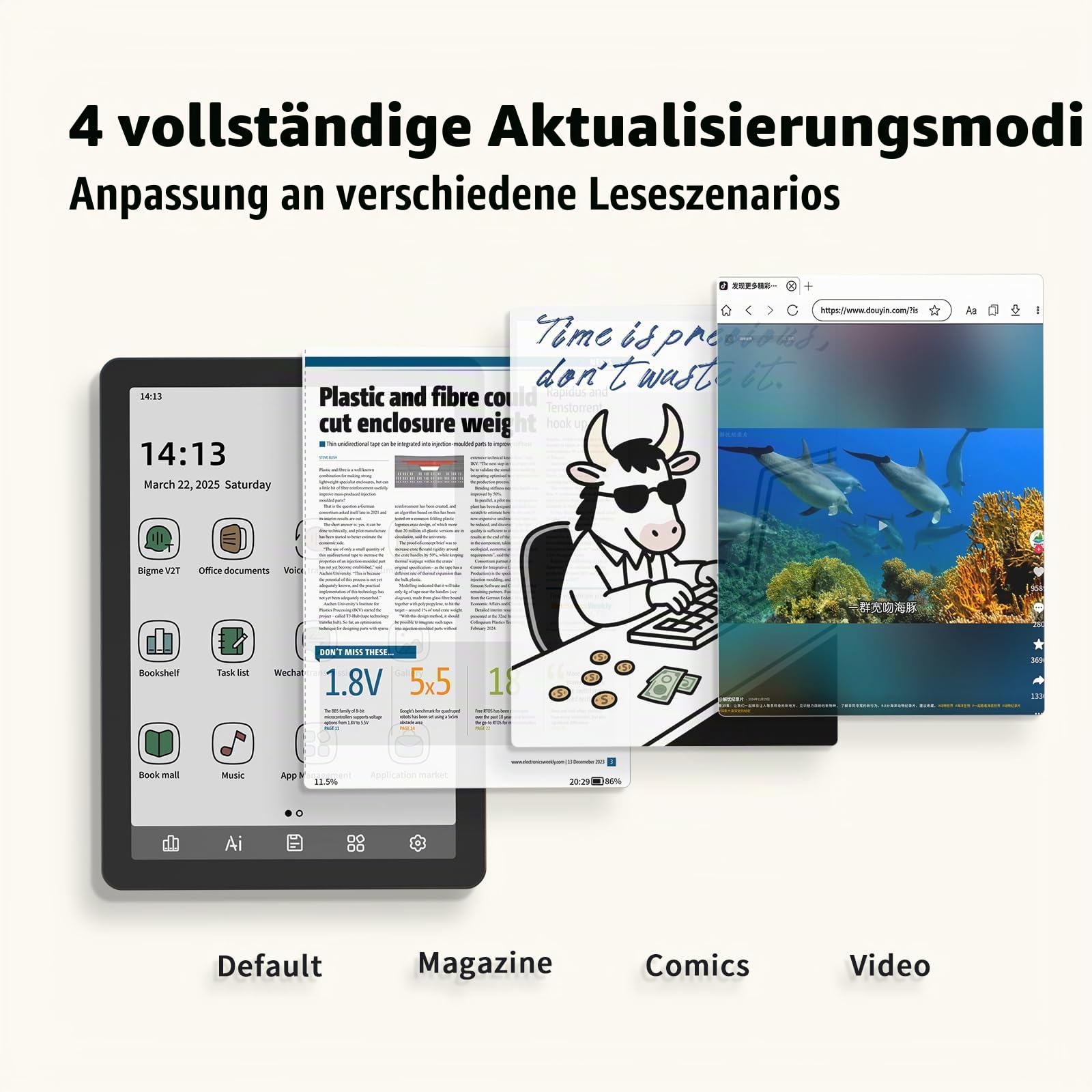 Bigme B6 Farbe E-Reader, E-Ink eBook Reader 6 Zoll Farbe eReader Digitales ePaper Tablet mit Android 14, 2G + 32GB, verstellbares Frontlicht Android eReader Gerät mit Audiobook Schwarz