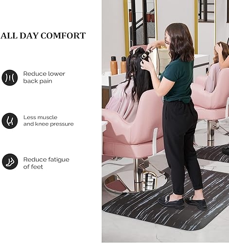 Miniatura 2 de Alfombrilla antifatiga de salón de 12 pulgadas de grosor para peluquería de pie, 3 x 4 pies de altura para peluquería debajo de la silla de peinado,