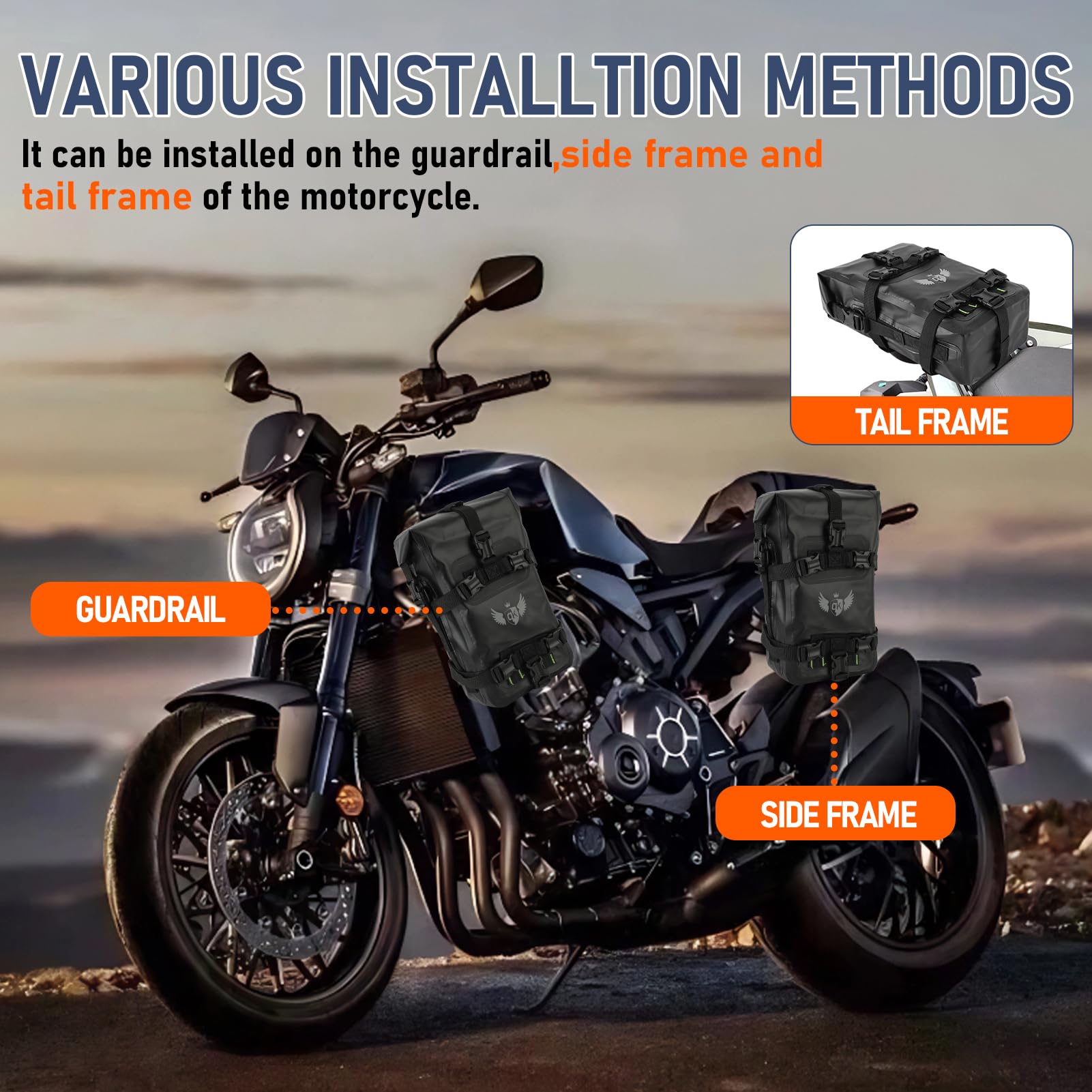 Borsa per Crash Bar da Moto 8L IPX7 Resistente all'Acqua a Sgancio Rapido Borsa a Tracolla