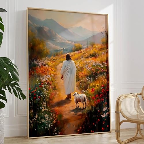 Vista 67 de Arte de pared de acuarela de Jesús, pintura en lienzo cristiano, imágenes de las Escrituras, decoración de pared, póster con versículos bíblicos