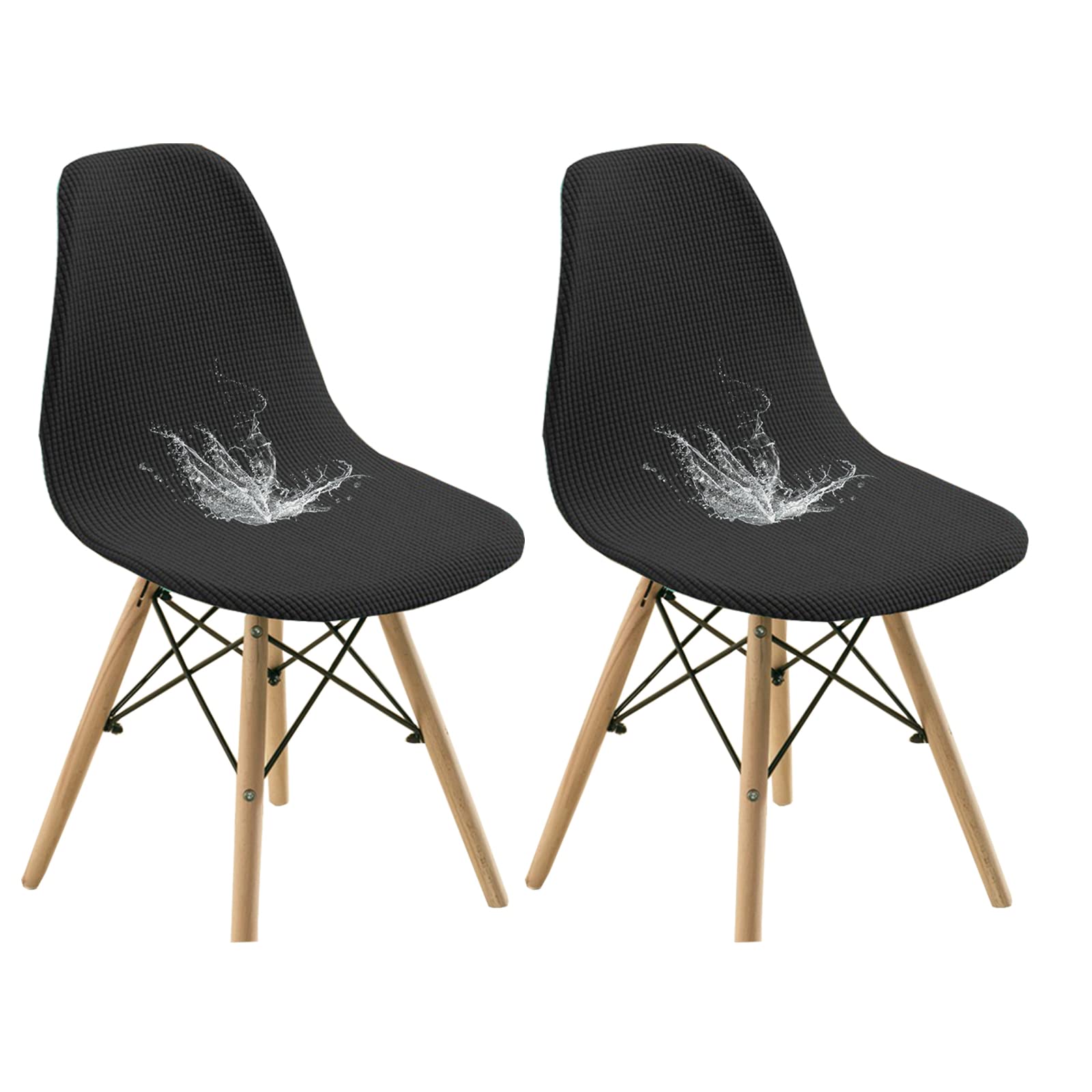 Bestenrose Black Water Resistant Shell Dining Chair Cover Jacquard Stretch Armless Chair Slipcovers Removable Washable Seat Cover For Kitchen Banquet Home Hotel Side Chairs Slipcover (Set Of 2, )
