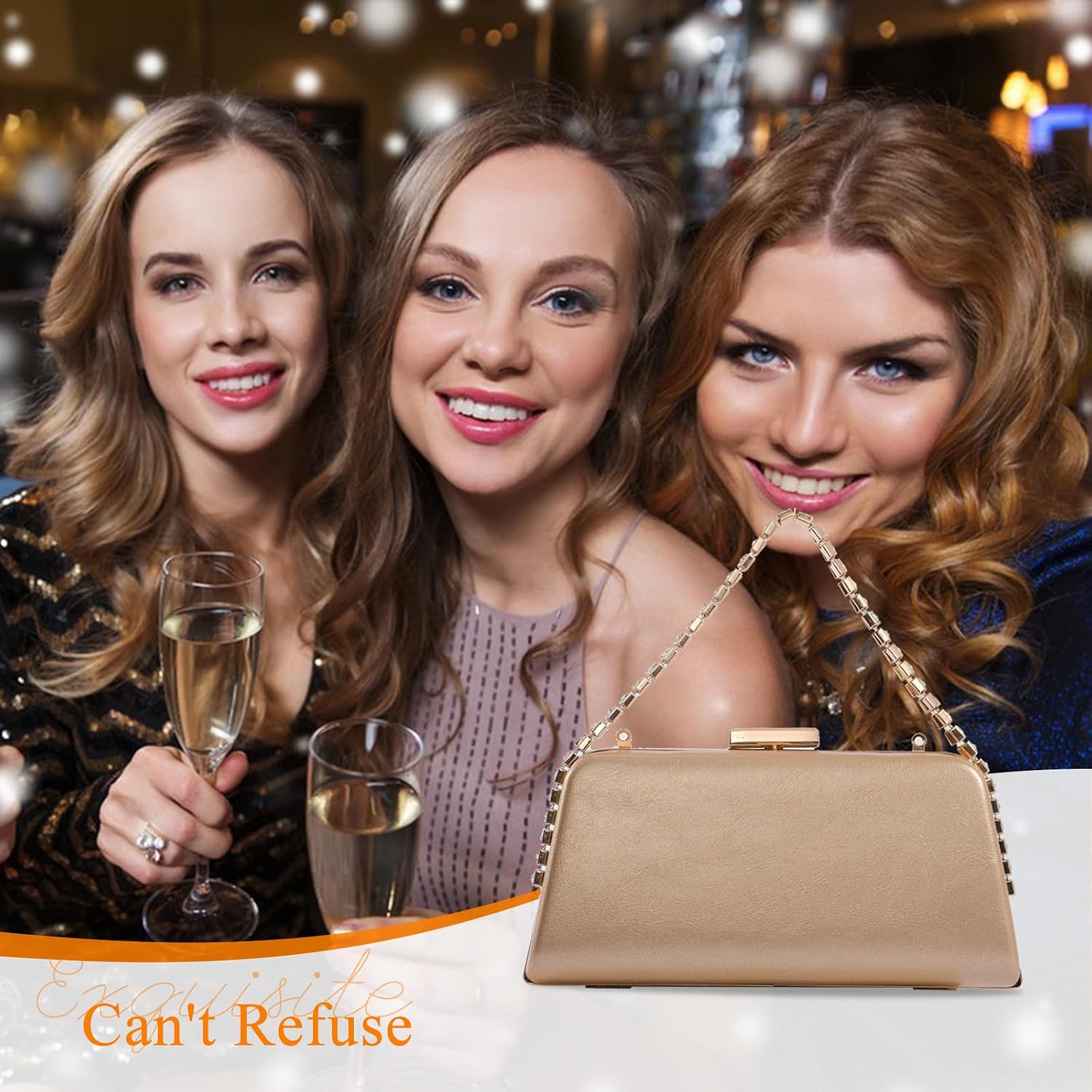CORIOS Rhinestone Clutch Bag Sparkly Evening Bag for Women Bridal Wedding Purse Glitter Shoulder Bag Crystal Crossbody Bag