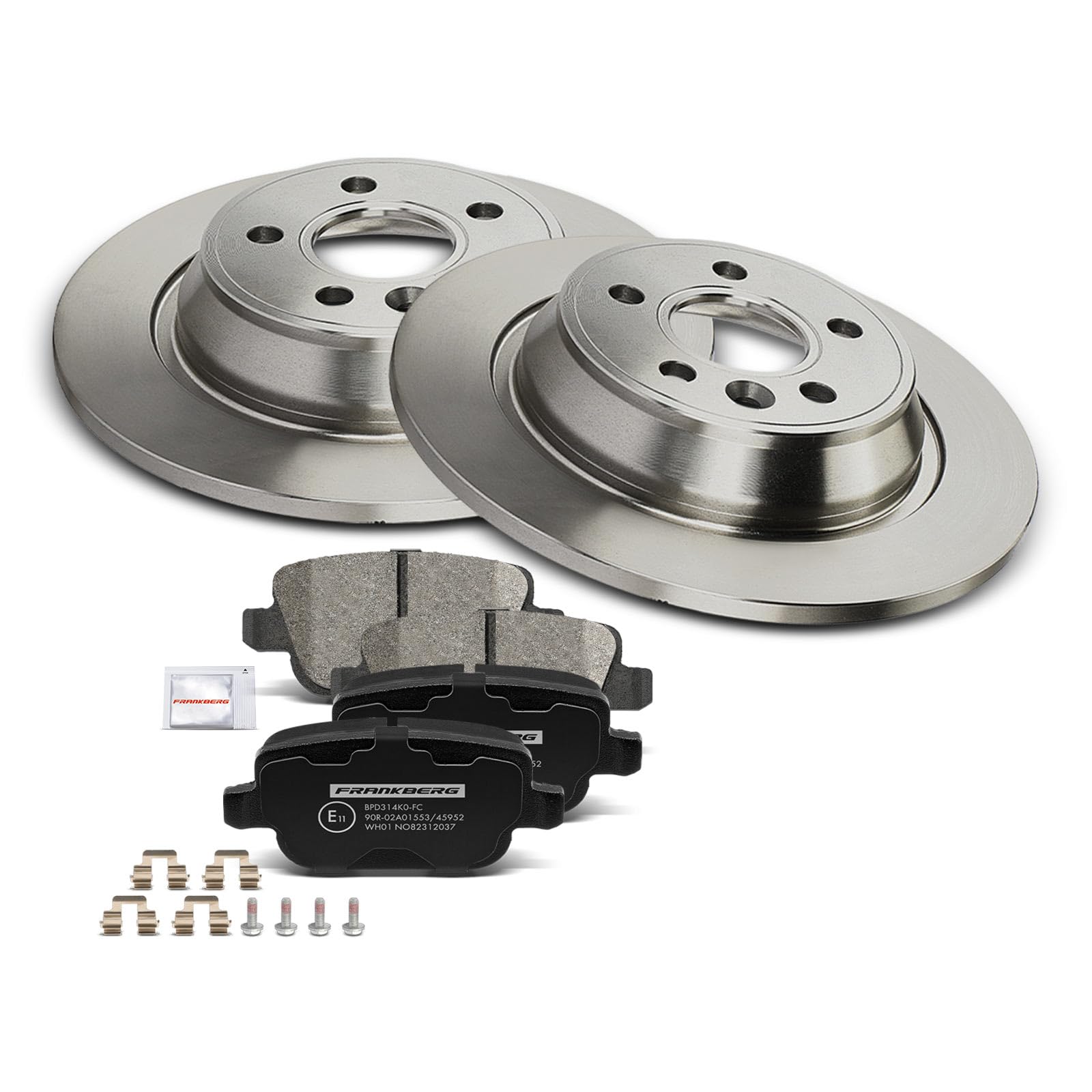 Frankberg Bremsensatz inkl. 2x Bremsscheiben + 4x Bremsbeläge Hinten Kompatibel mit Galaxy WA6 Mondeo IV Turnier BA7 Kug.a I S-Max WA6 Replace# 1459408, 1439867