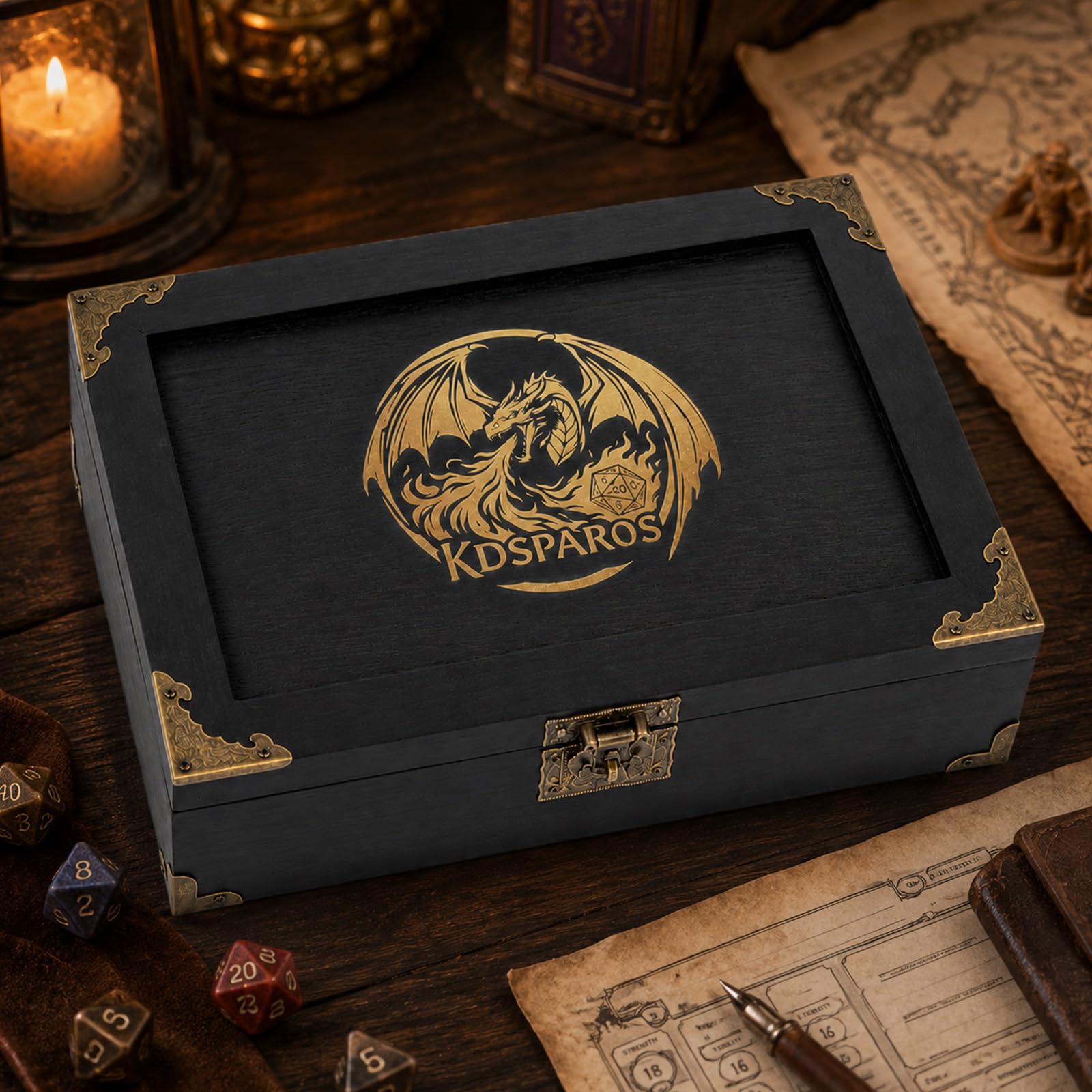 Plateau à dés et tour de rangement – Étui de rangement en bois pour dés – Accessoires de RPG pour jeux de société D&D, cadeaux de joueur (violet)