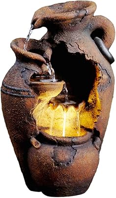 Old Fashion Pot Outdoor Fountain with LED Light