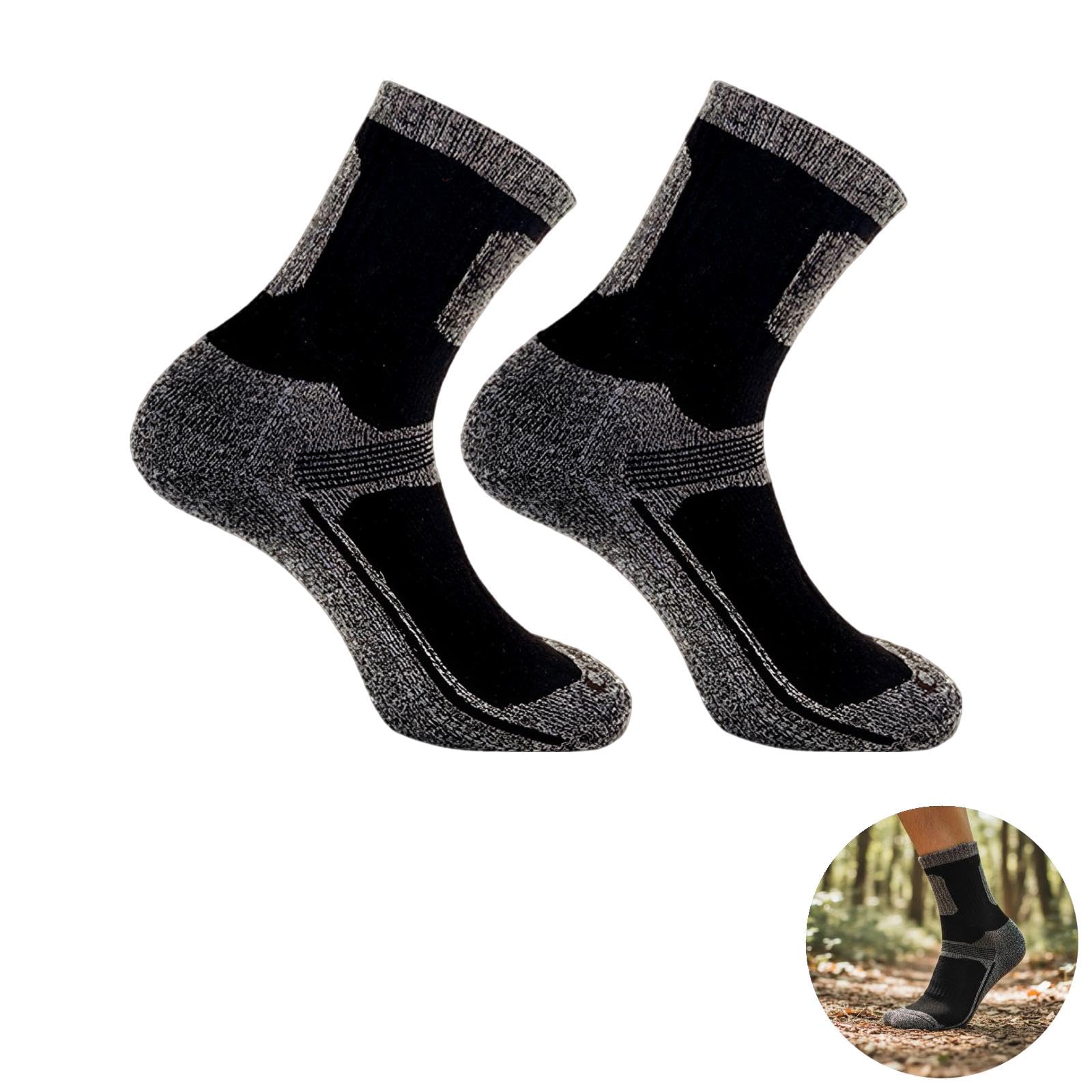 Lot de 12 chaussettes de randonnée pour homme, chaussettes outdoor rembourrées pour trekking, course, basket et football, chaussettes mi-mollet respirantes à gestion de l’humidité