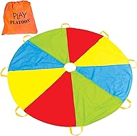 Play Platoon 6 ft Rainbow Parachute Toy for Kids - Durable 8-Handle Play Parachute for Gym Class, Backyard Fun & Team Building Games