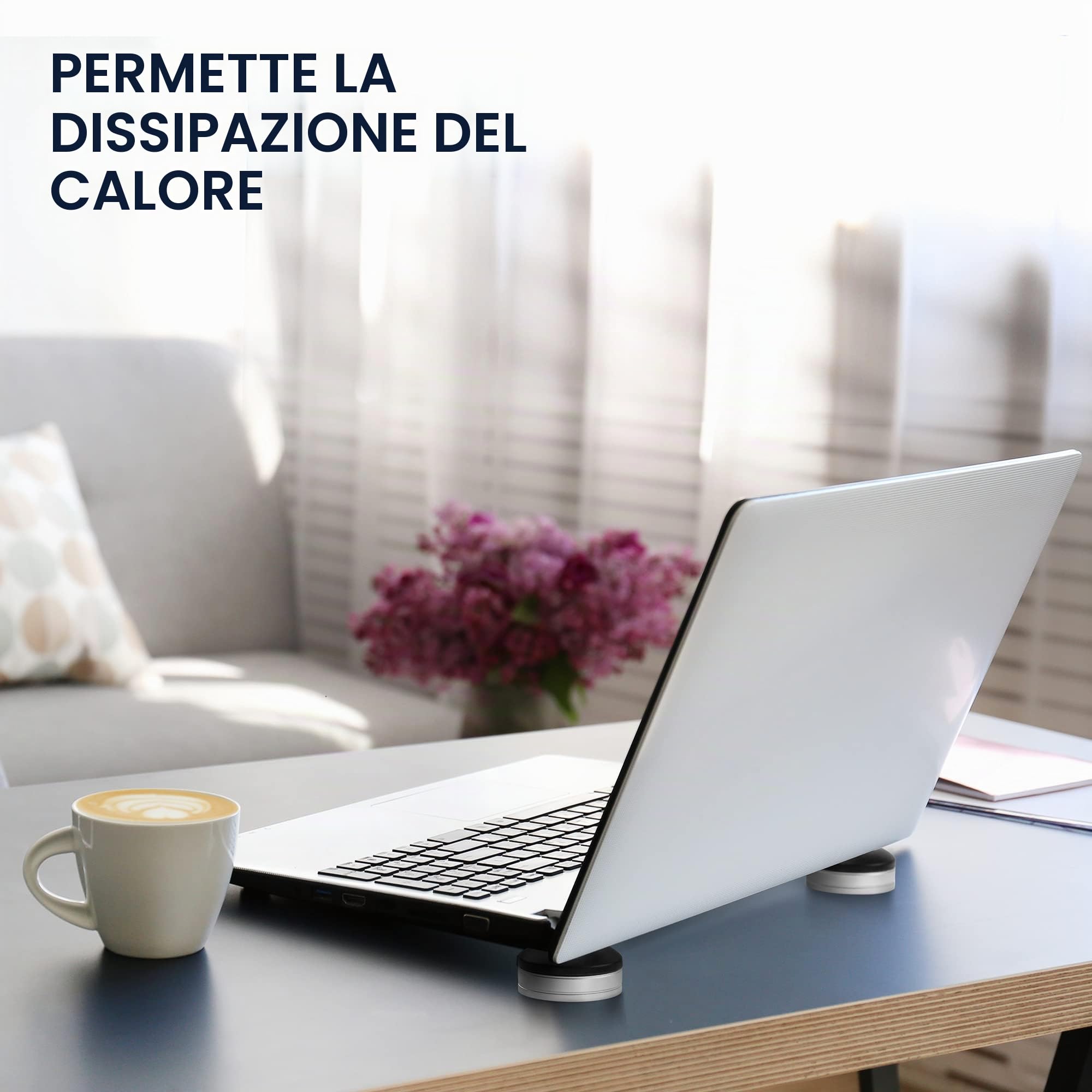 kwmobile Supporto per Computer PC Portatile/Notebook/Ultrabook - Cuscinetto Raffreddamento PC - Sfera Magnetica Silicone per Computer Portatile nero/argento