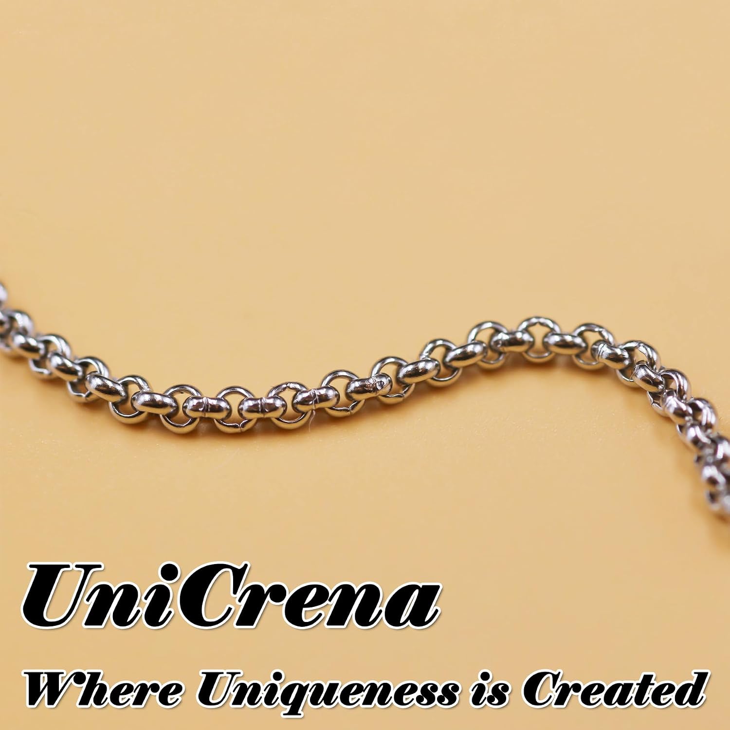 UniCrena 5mm Silver Rolo Chain Jewelry Making Supplies - 16.4ft 5m Link Chain Bulk for DIY Bracelet Hat Chains Decoration