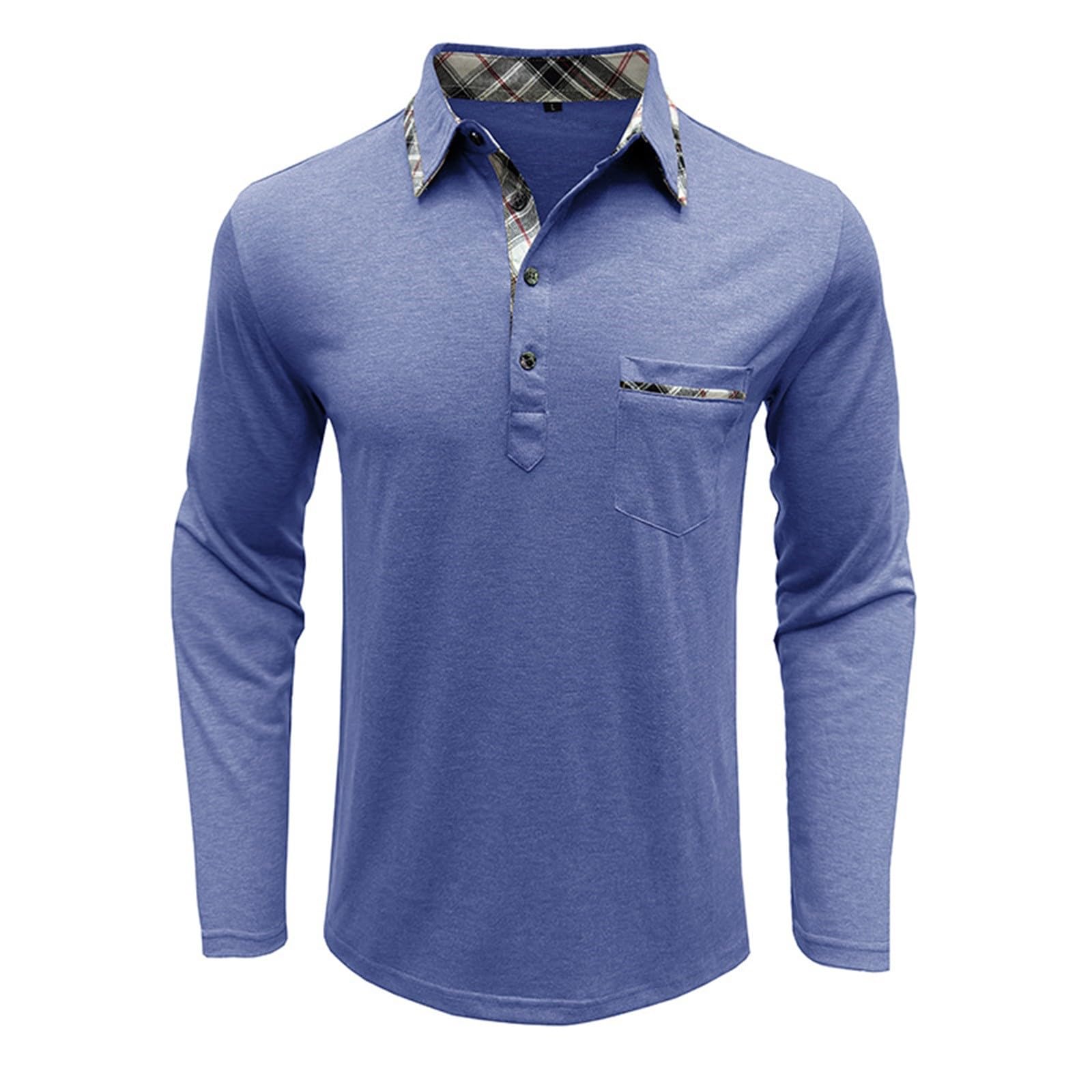 Polohemd Herren Stehkragen Poloshirts Langarm Golfshirts Männer Unterhemd Freizeit Langarmshirts Einfarbig Freizeitshirts lässigem Funktionsshirts mit Knopf Herrenshirt Oberteil für Alltag