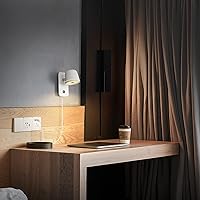 Vista 6 de Aisilan Lámpara de pared LED con enchufe con control de atenuación táctil. Lámpara de pared ajustable con ángulo montado en la pared, antirreflejos