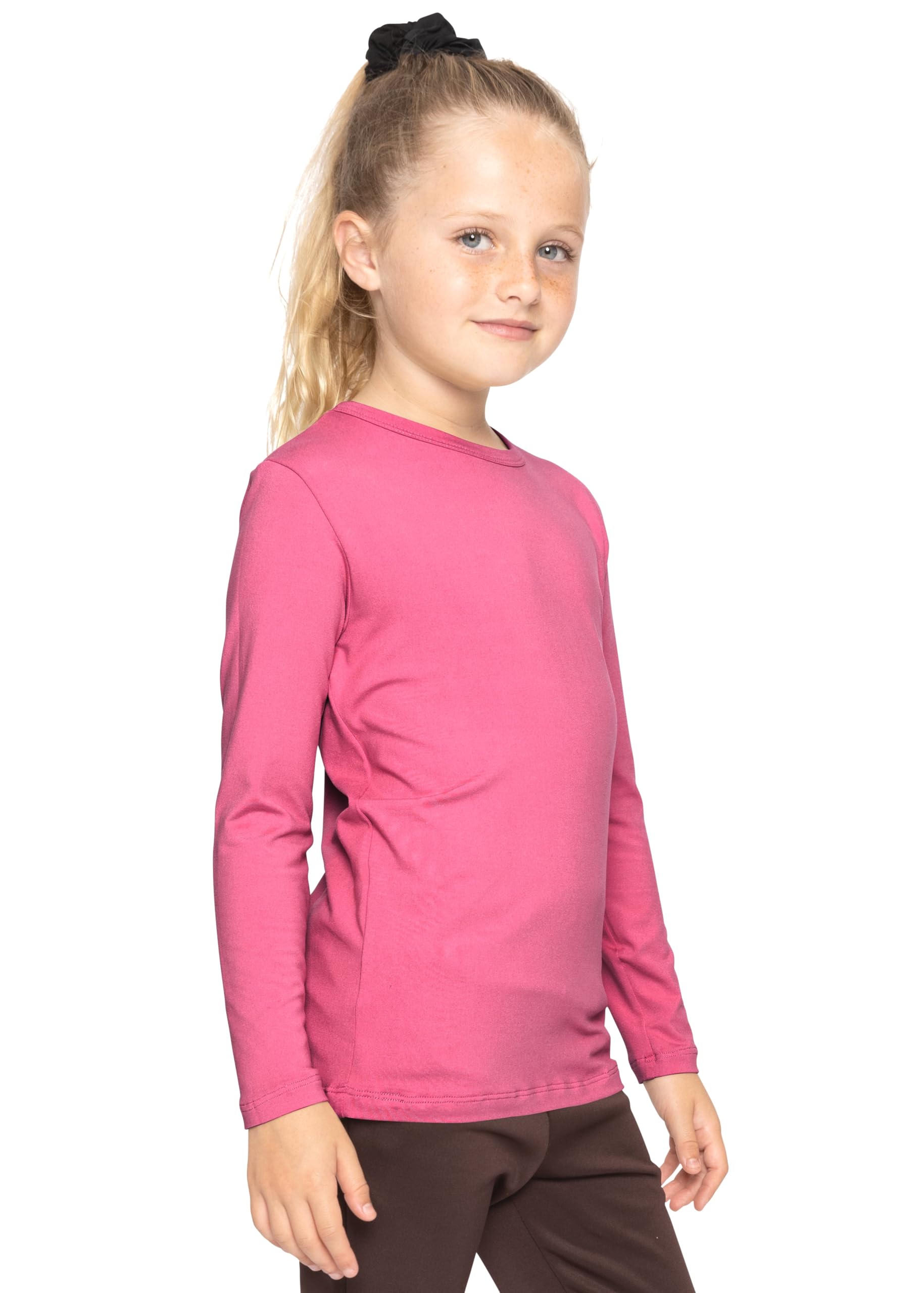 Shirts for Girls Long Sleeve Crew Neck Top, Hoodie or 3/4 Sleeve Soft Stretch Kids Lightweight Size 2-16