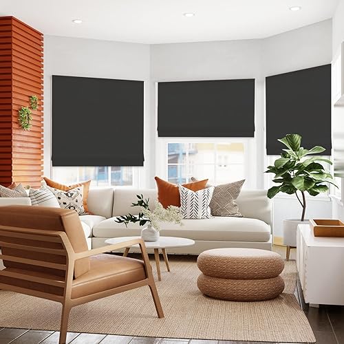 Vista 43 de Sunbox Persianas romanas sin cordón, de tela para oscurecer la habitación, persianas romanas para ventanas, puertas, puertas francesas, ventanas