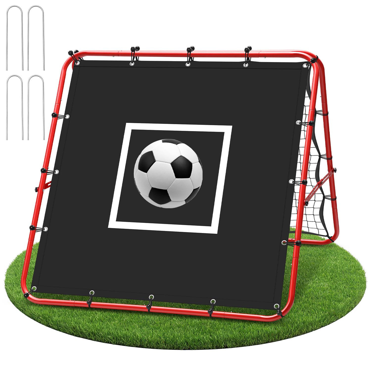 Fußball Rebounder Rückprallwand Netz,Kickback klappbar Rebound-Netz mit Ziel für Training Sports, Metallrohr/PE Gewebe, Baseball Basketball Prellwand