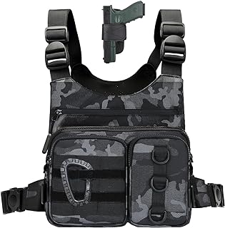 Outdoor Chest Bag for Men, Lightweight Running Vest with Water Bottle Pocket, EDC Chest