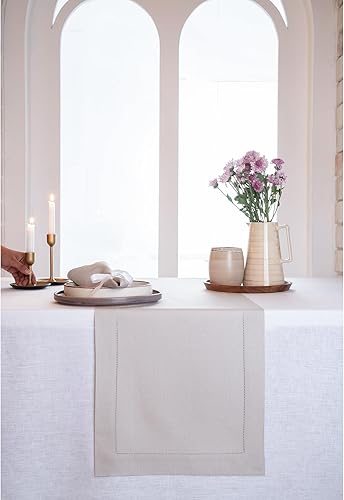 Miniatura 2 de D'Moksha Homes - Camino de mesa de lino - 14 x 84pulgadas - Gris plata - Lino 100% puro con vainica, lavable a máquina - Camino de mesa para otoño,