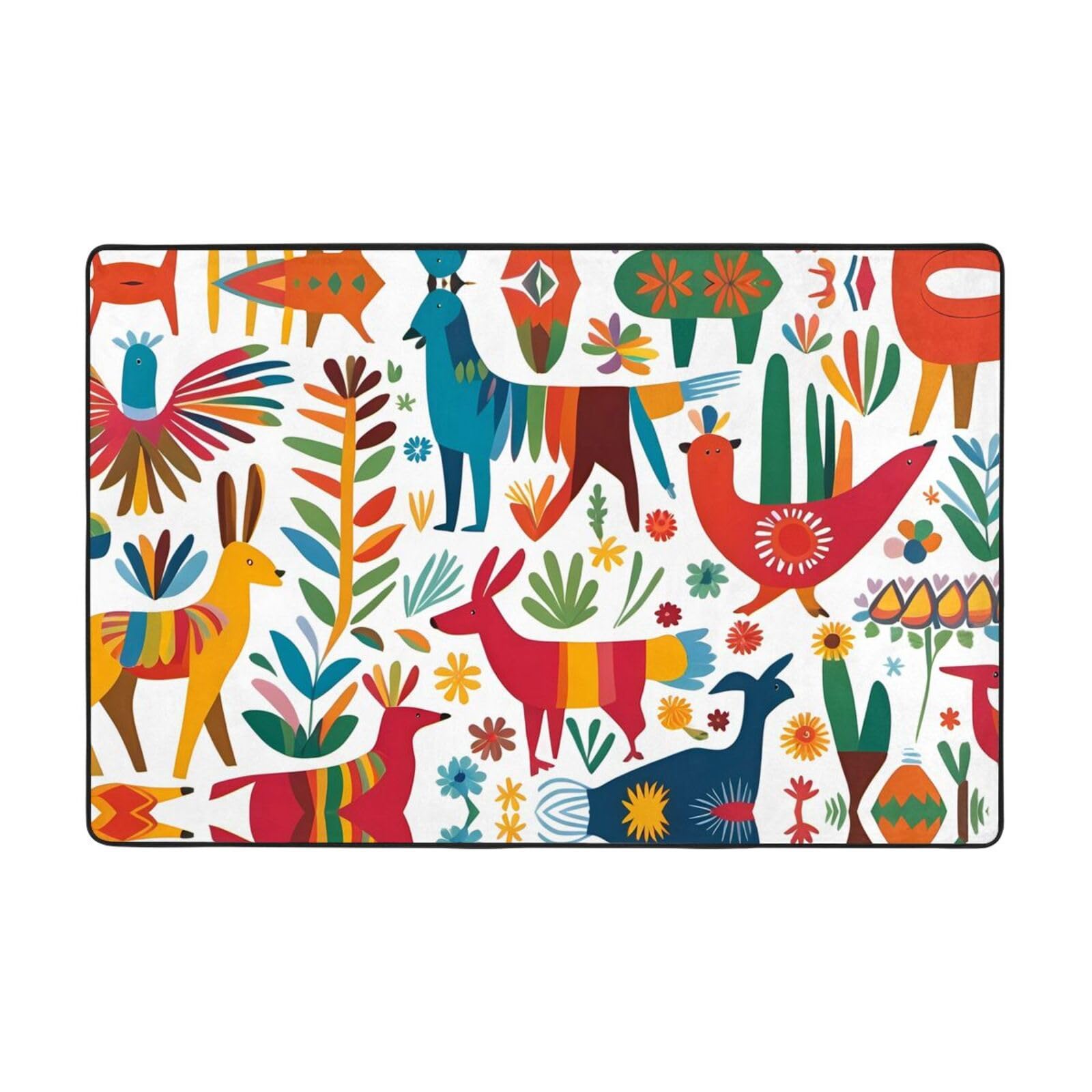 Tapis de sol mexicain Otomi doux pour pieds nus en flanelle HYTTER
