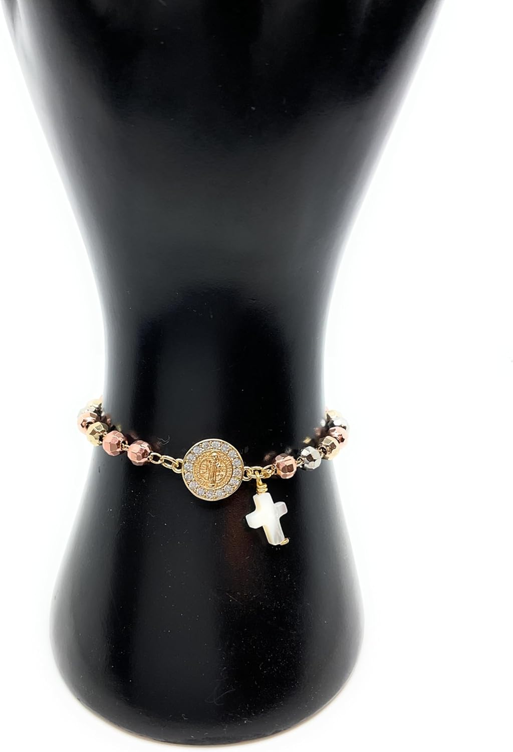 Saint Benedict Bracelet, St Benedict Bracelet for Women, Catholic Jewelry, Protection Jewelry, San Benito Pulseras, Saint Benedict Charms, Women Jewelry, Religious Bracelet, Religious Jewelry. - Image 5