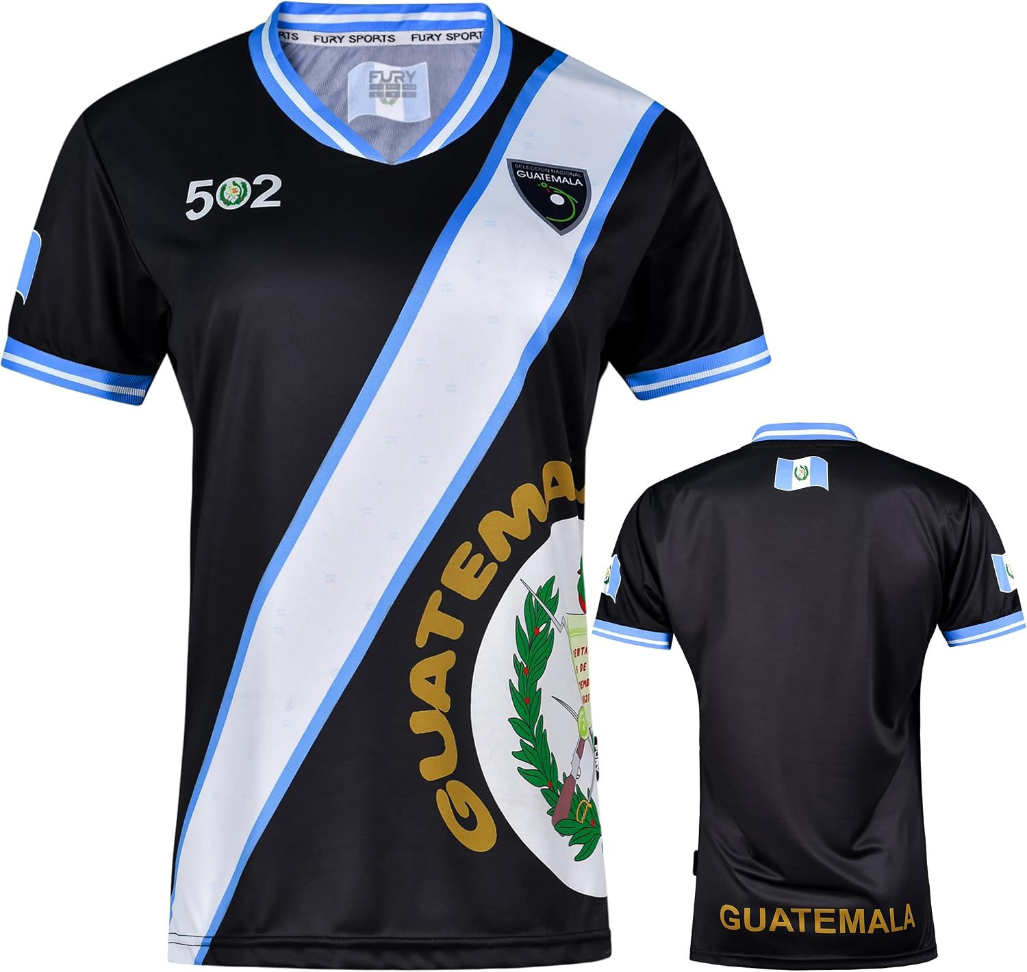 fox & fury Women's Guatemala Soccer Shirt Soccer Jersey - Sleek Ribbed Collar and Ribbed Sleeves