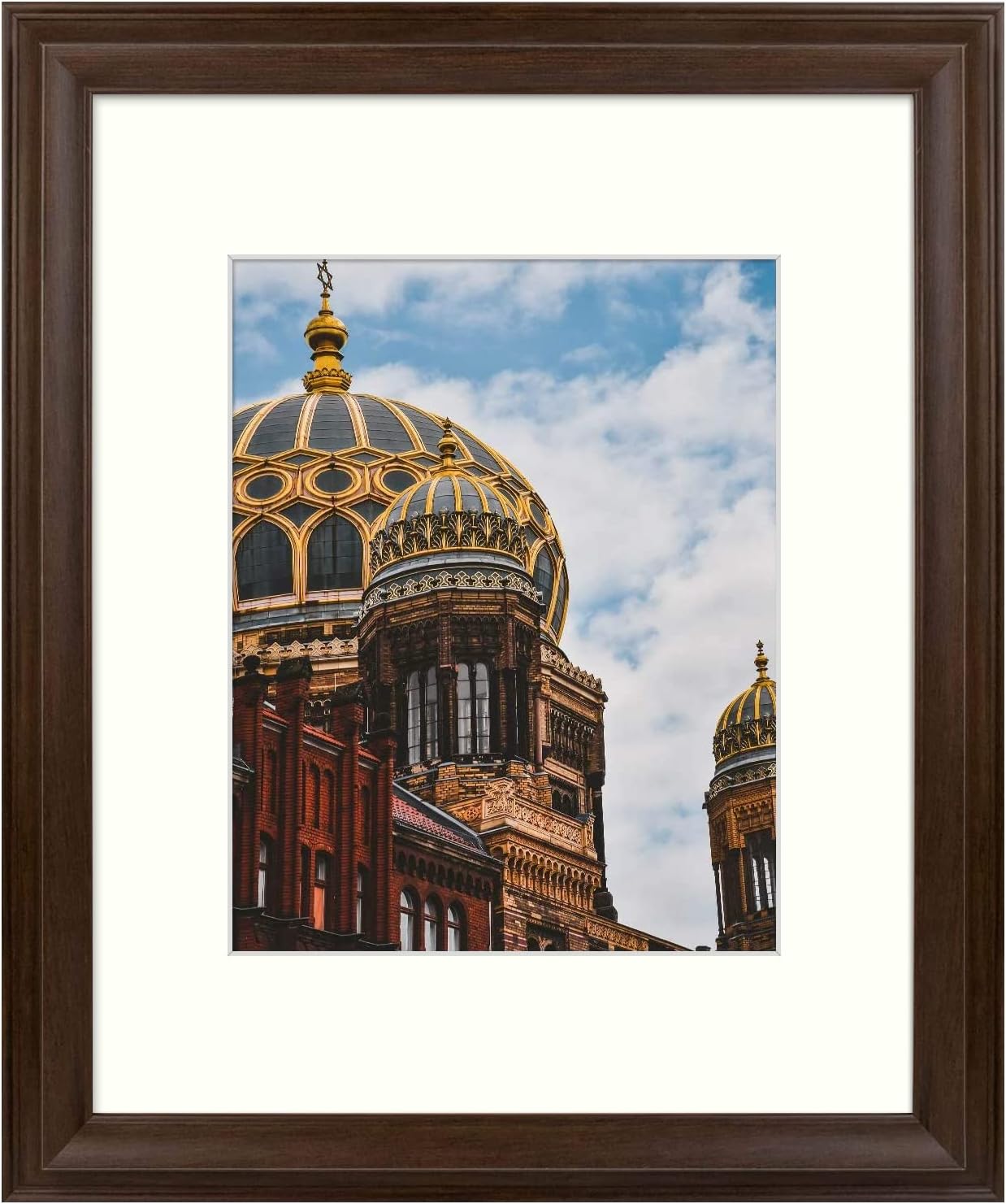 Golden State Art, 16x20 Photo Frame with 11x14 Ivory Picture Mat and Real Glass - 1.8-inch Width (Brown)