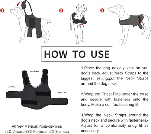Miniatura 6 de Abrigo cómodo para aliviar la ansiedad del perro, chaleco calmante para tormentas eléctricas, viajes, fuegos artificiales, visitas al veterinario,
