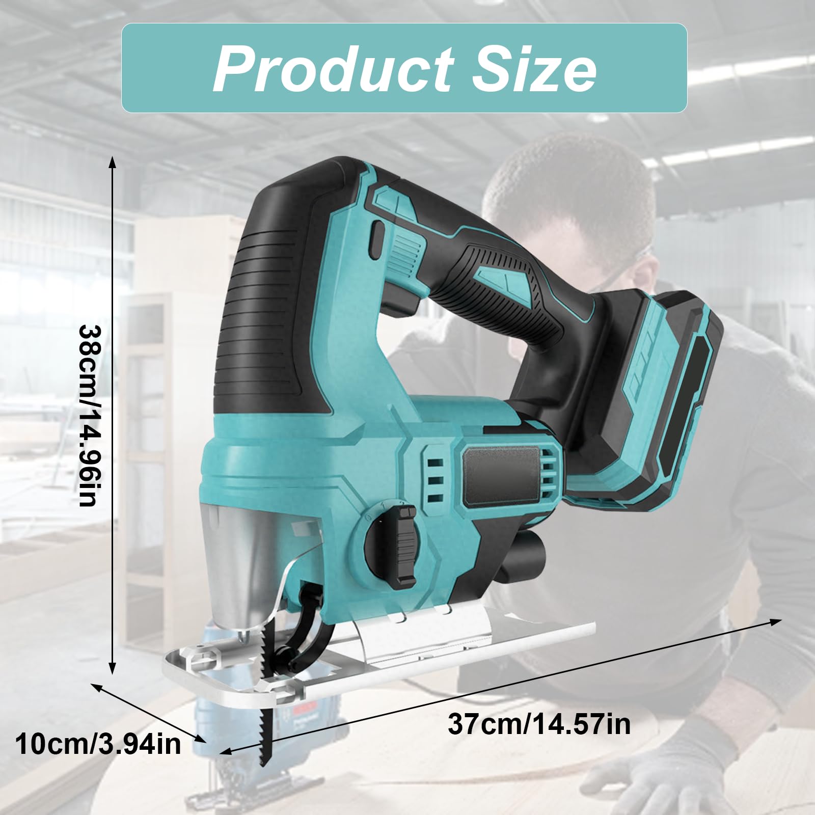 Scie sauteuse électrique sans fil 18 V, avec batterie 2 x 2,0 Ah, éclairage LED, 2800 tr/min, vitesse variable, coupe biseautée max. 45°, 4 réglages de course pendulaire, pour bois, PVC, métal