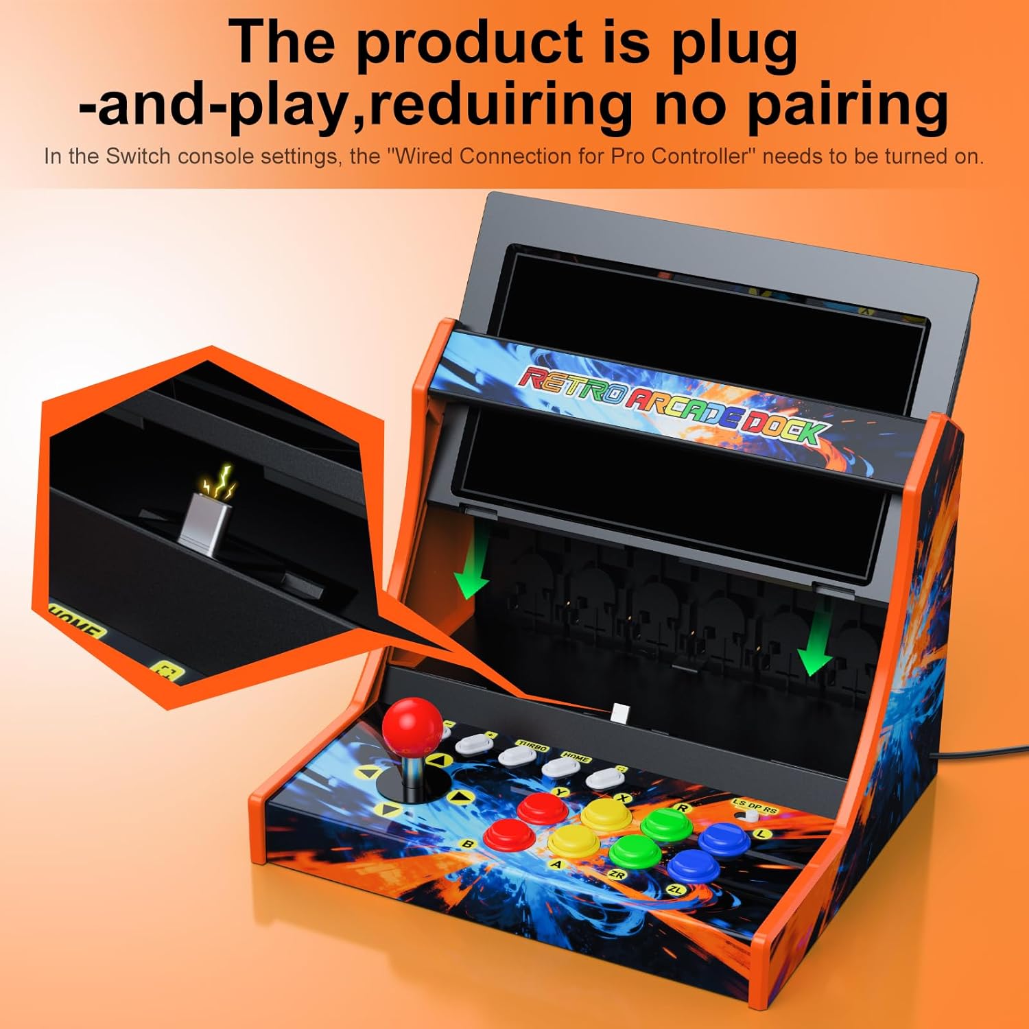 APTGAME™ Switch Arcade Stick for Nintendo Switch/OLED/Switch 2,Retro Arcade Machines for Home and Arcade Gaming Cabinet Stand for Street Fighter-Screenshot Version - No Voice(Screen Not Included)