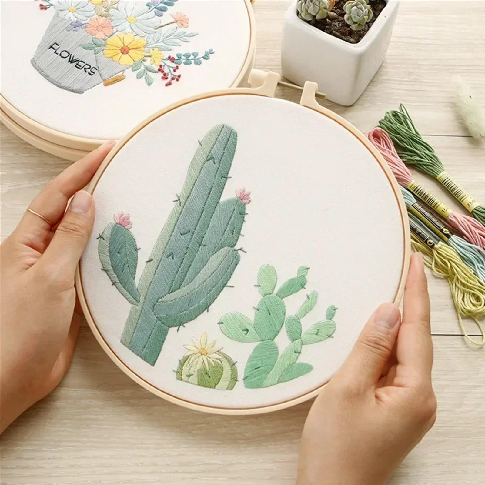 haft, Zestaw do haftowania z ramką 20 cm DIY haftu krzyżykowego(Color 01)