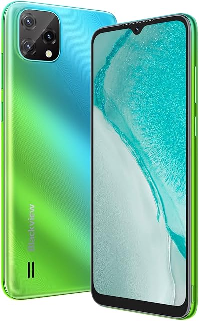 Blackview Mobile phone, A55 Android 11 Phone, 6.528 HD+, 4780mAh Battery, 3-Card Slots, 4G Dual SIM Unlocked Smartphone, 8MP+5MP, MT6761V Processor, 3GB RAM 16GB ROM, Face ID - Gradient Green