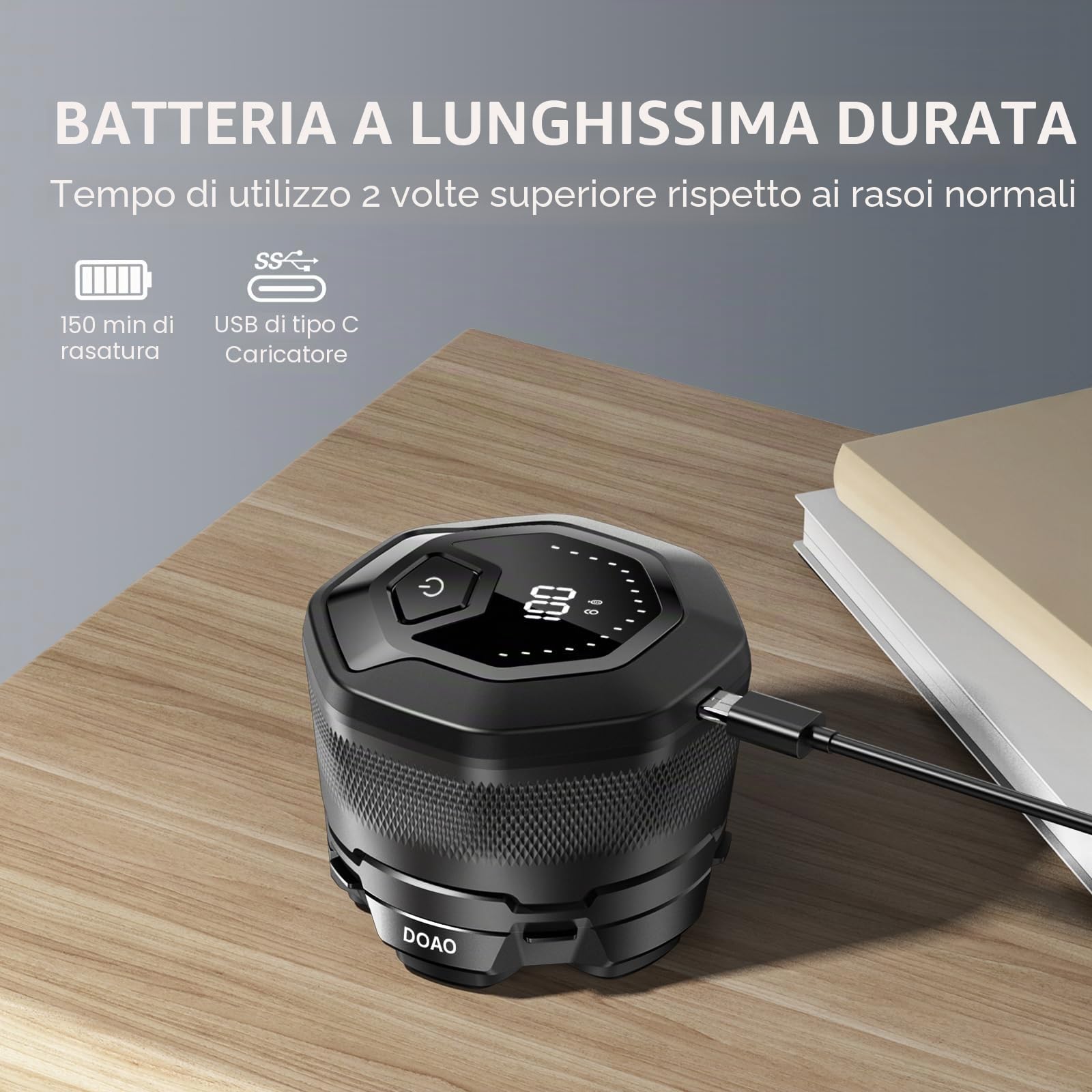 DOAO Rasoi da uomo con testina di ricambio, testa rasatrice calva con testina di ricambio Wet Dry