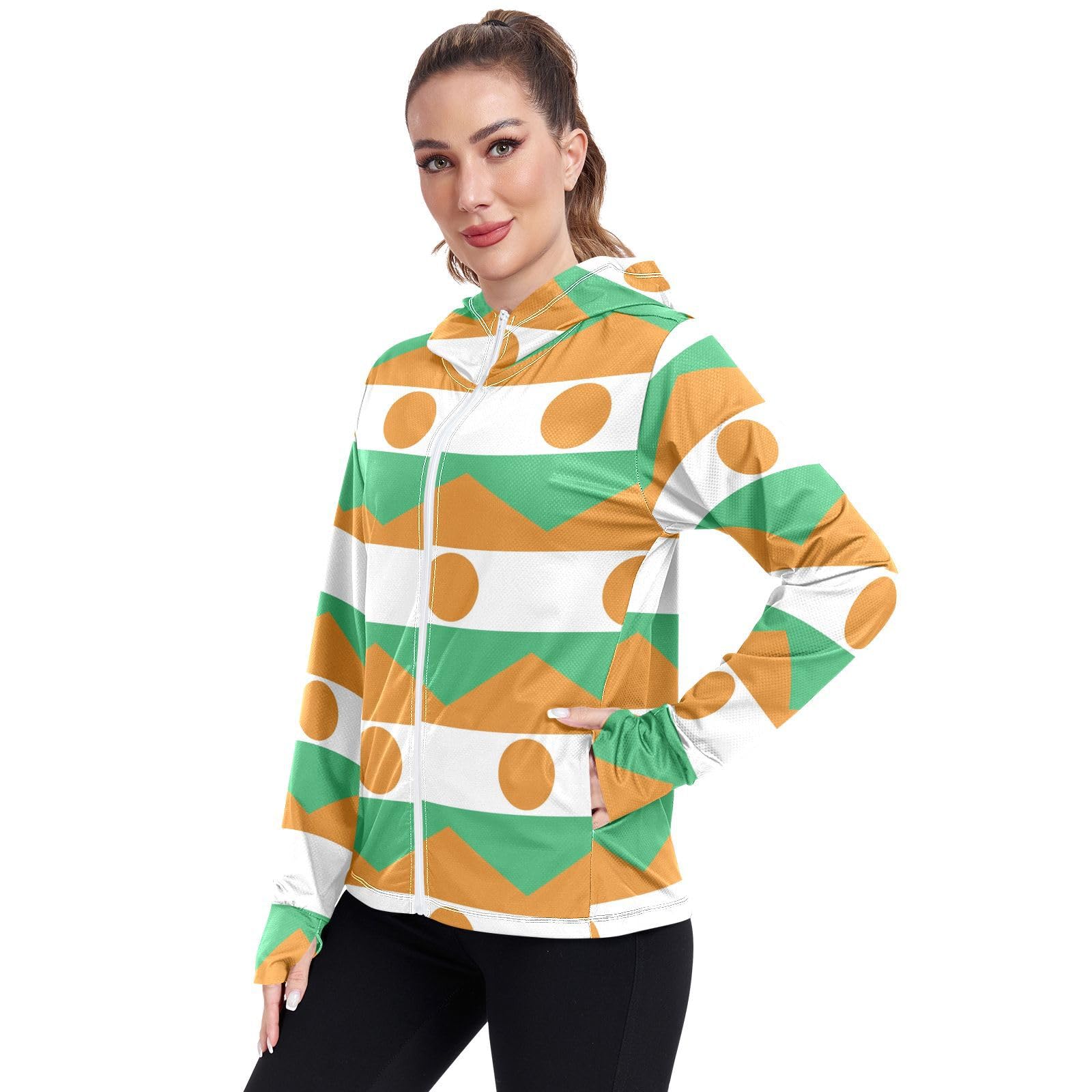 Vnurnrn Niger Flag Women's UPF 50+ Sun Protection Hoodie Jacket Lightweight Long Sleeve Sun Shirt with Pocket