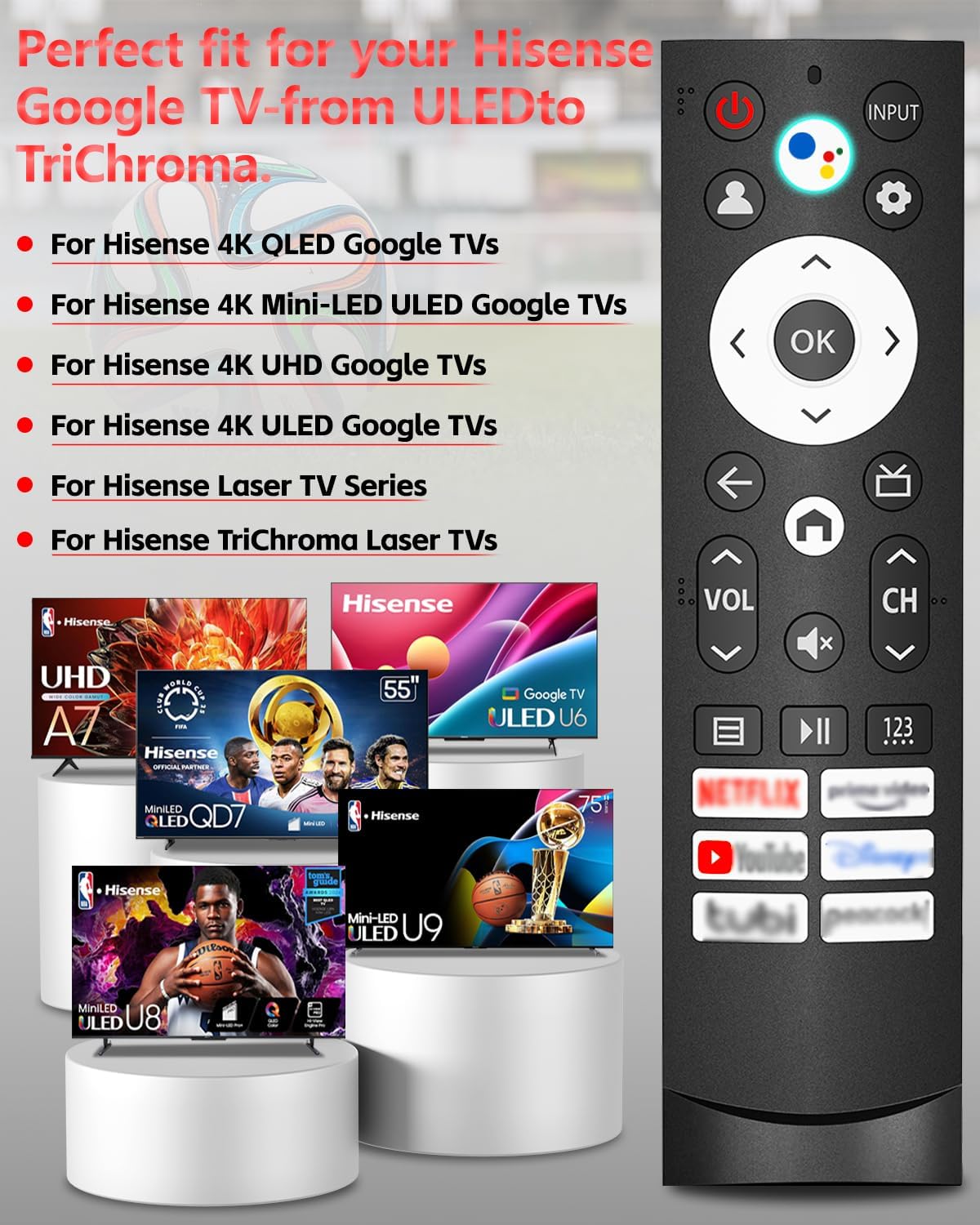 Replacement Voice Remote for Hisense Google Smart TVs image 2