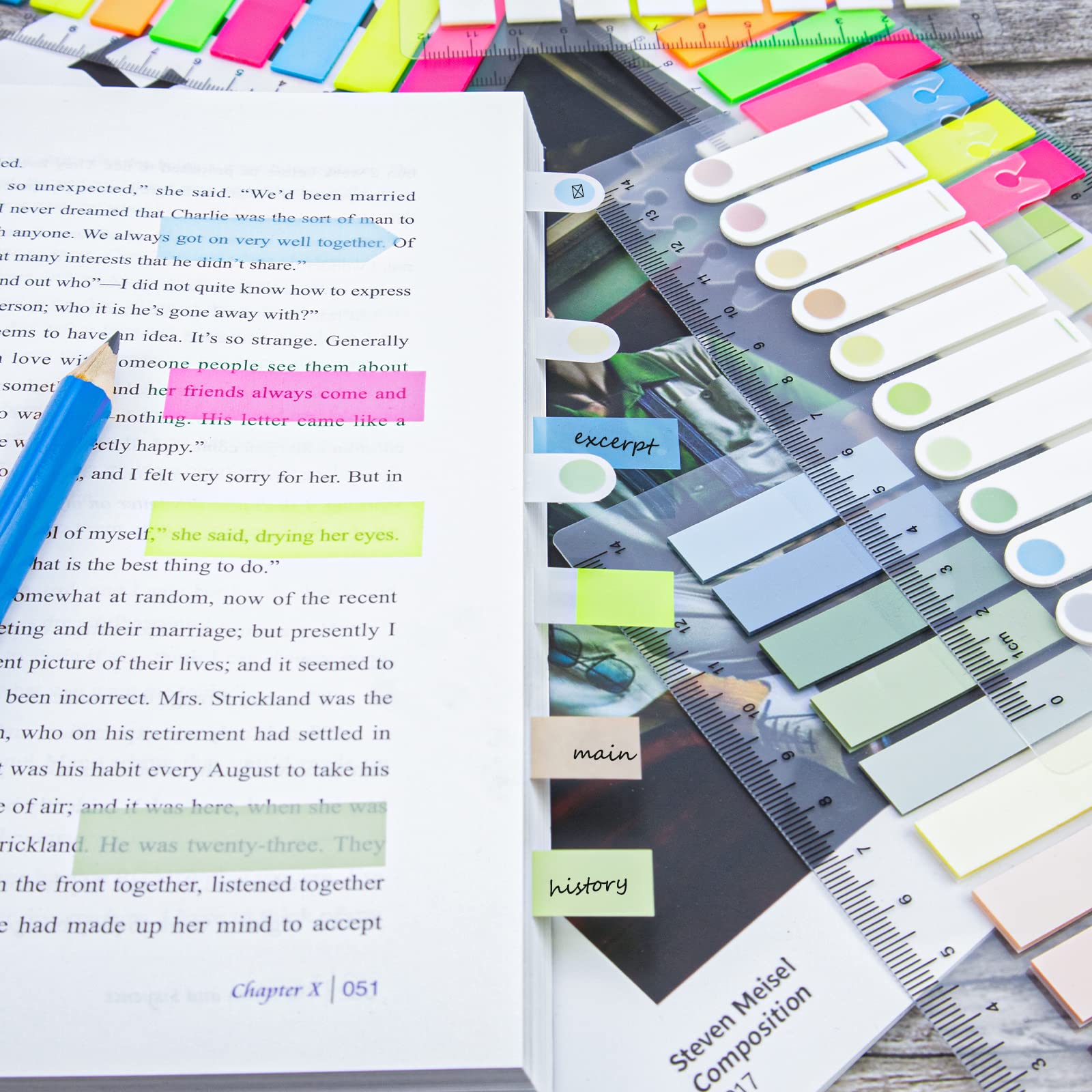 ZORRA 1080 PCS Index Tabs With Ruler - Colored Sticky Page Markers For Books, Students, Office, 6 Styles - View #4