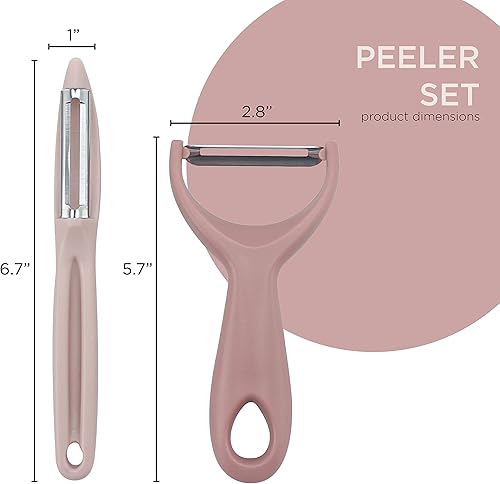 Miniatura 4 de Social Chef - Juego de 2 peladores de verduras con hoja de acero inoxidable, pelador en Y y pelador giratorio para pelar papas, verduras y frutas