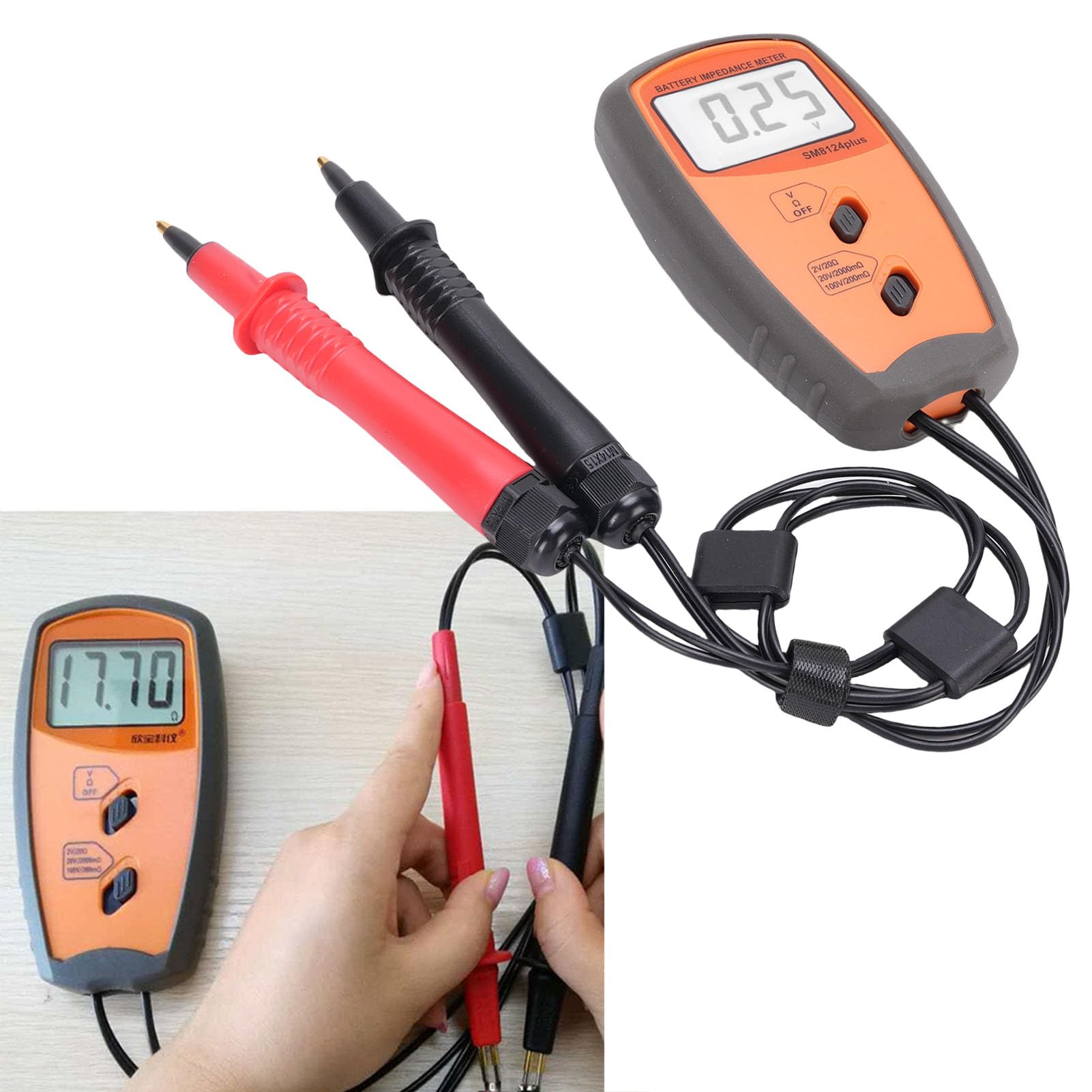 Misuratore di Tensione della Batteria Tester di Resistenza Interna Portatile 0-100 V 0,1 MΩ-19,99 Ω Ampio Intervallo di Misurazione Display LCD ABS per Batteria del Telefono Cellulare
